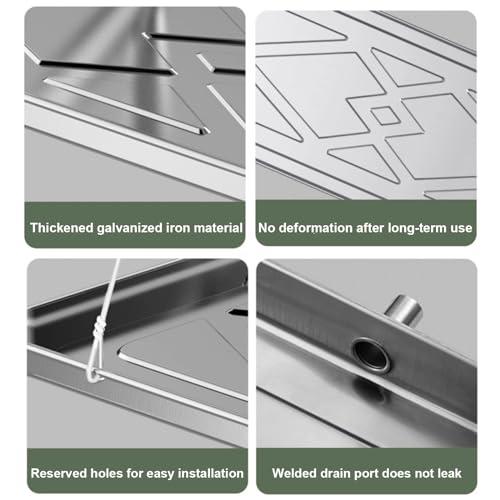 GMBAYUE GMBAYUE Ac Unit Drain Pan, Air Conditioner Drip Tray with Drain Hole, Stainless Steel Condensate Drain Pan for Universal Split Air Conditioner Heat Pump Systems (Color : 2P)