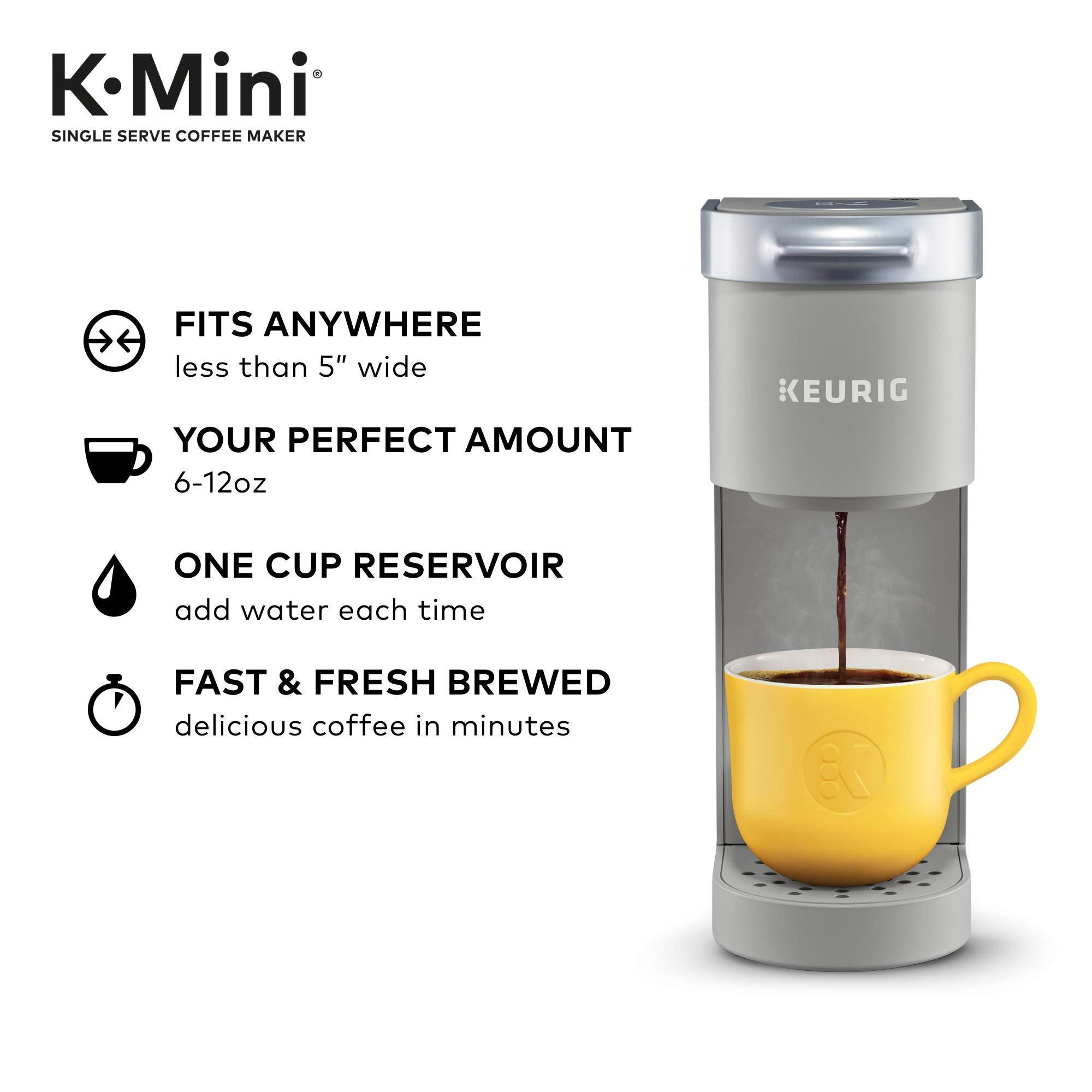 Keurig Keurig K-Mini Single Serve Coffee Maker, Studio Gray, 6 to 12 oz. Brew Sizes & K-Supreme Single Serve K-Cup Pod Coffee Maker, MultiStream Technology, White