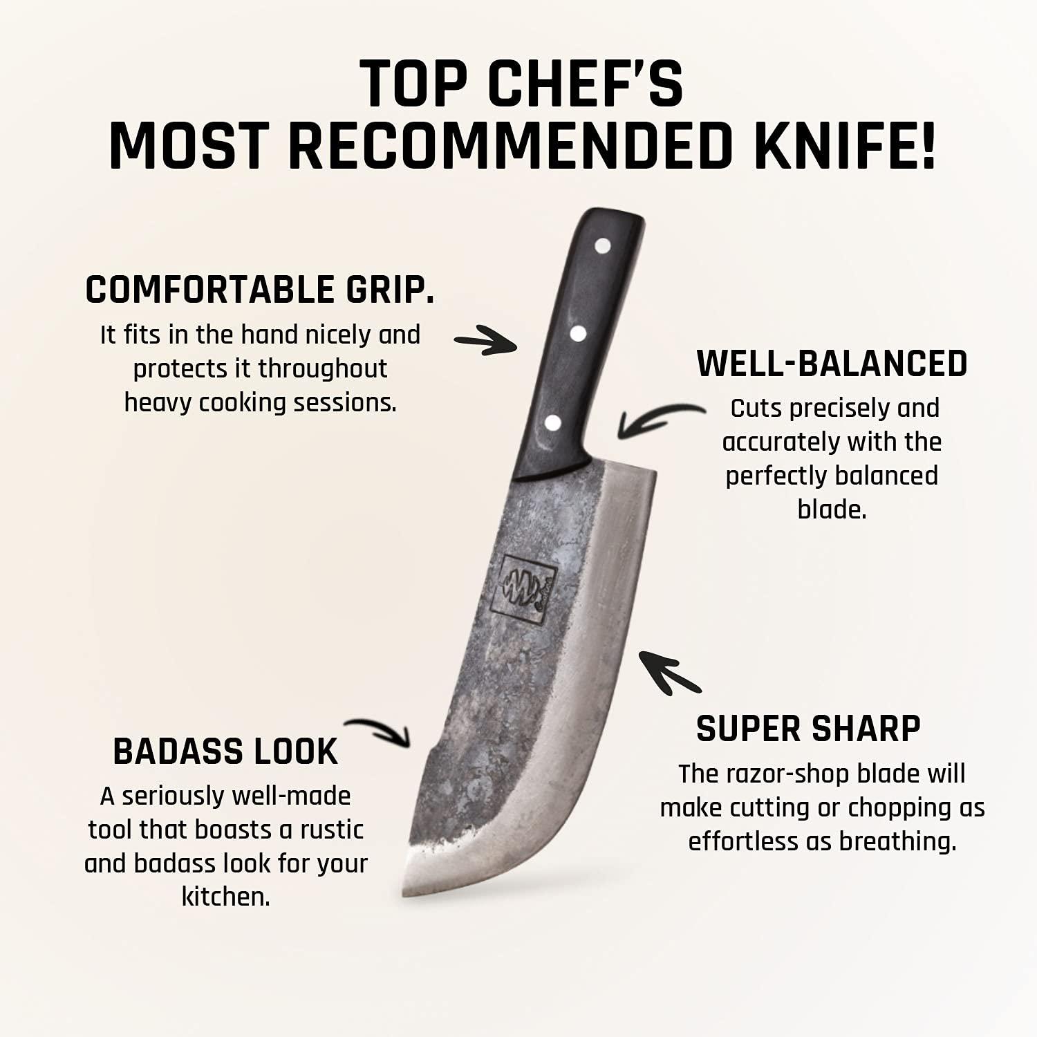 COOLINA COOLINA Daozi Forged Cleaver Butcher Knife, 7.9-in High Carbon Steel Blade, Handmade Chinese Traditional Knife, Best for Chopping, Slicing, Cutting Meat