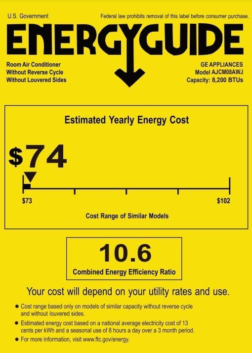 GE Generic GE 8,400 BTU 115 Volt Through-the-Wall Air Conditioner: Cooling Only - AJCM08AWJ