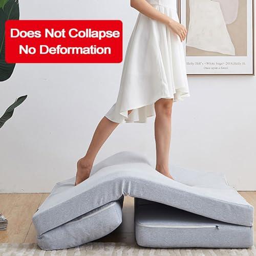 PBTMCD Back Support Floor Sofa with Pillow, Thickened Cushion, 5-Position Adjustable Foldable Lazy Sleeper Bed, Removable & Washable Cloth Cover, Meditation Couch Chaise Lounge (Color : PU Leather Fabric Bl