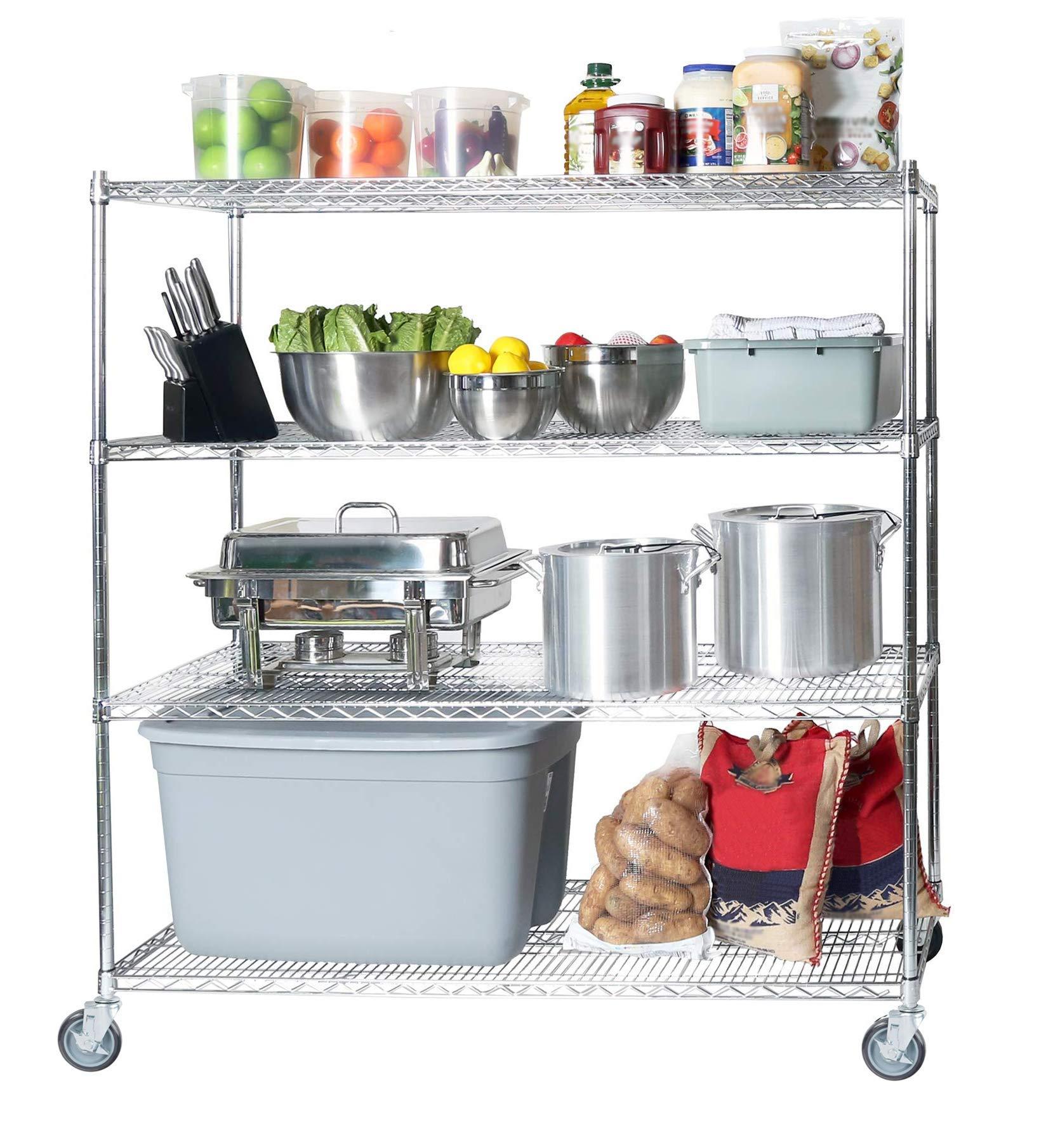 Regal Altair Regal Altair 14" Deep x 24" Wide x 92" High 4 Tier Chrome Wire Shelving Kit with 5" Wheels | NSF Commercial Storage Rack Unit