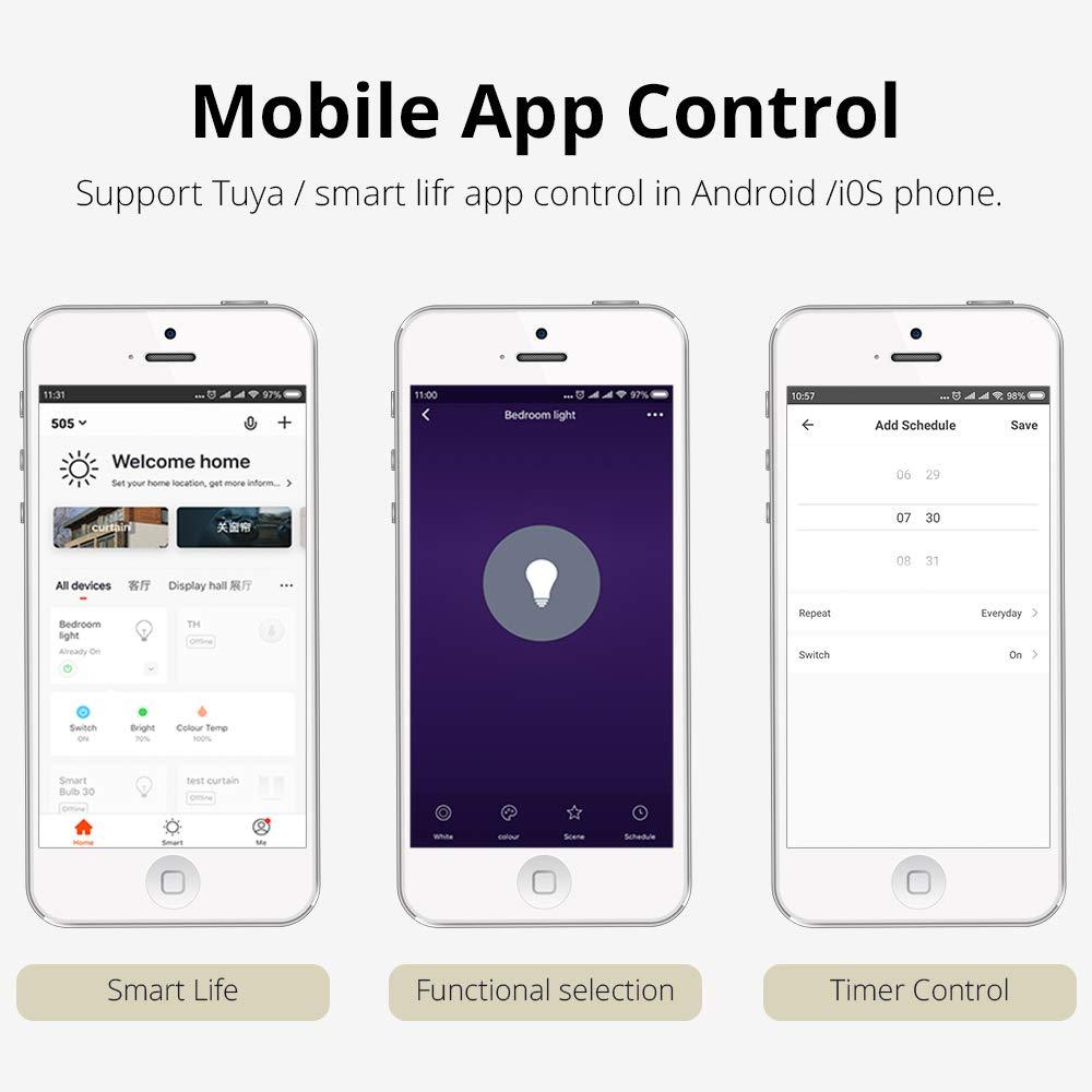 BENEXMART BENEXMART Gu5.3 LED Bulb MR16 12V WiFi Alexa Google Home Assistant IFTTT Tuya Smart Life APP Remote Control RGB LED Light Dimmer Lamp (2 Pack)