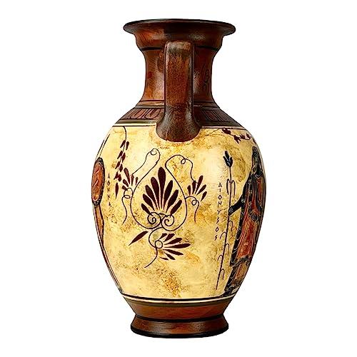 greekartshop Ancient Greek Vase Amphora Goddess Athena & Aphrodite & God Dionysus 10.24\'\' Handmade Ceramic Red & Orange Round Vase