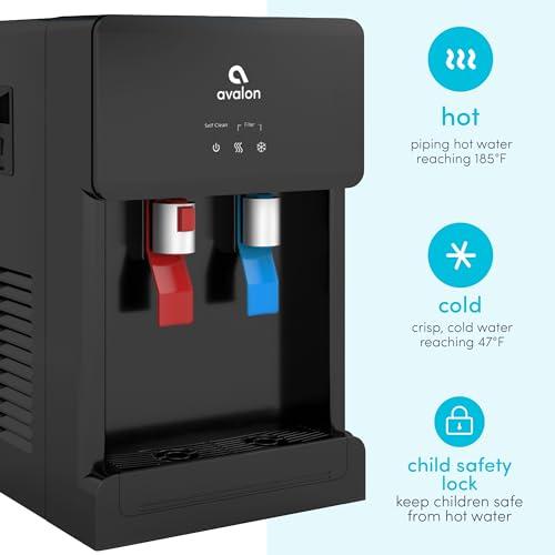 Avalon Avalon Countertop Self Cleaning Bottleless Water Cooler Water Dispenser - Hot & Cold Water, NSF Certified Filter- UL Listed- Black