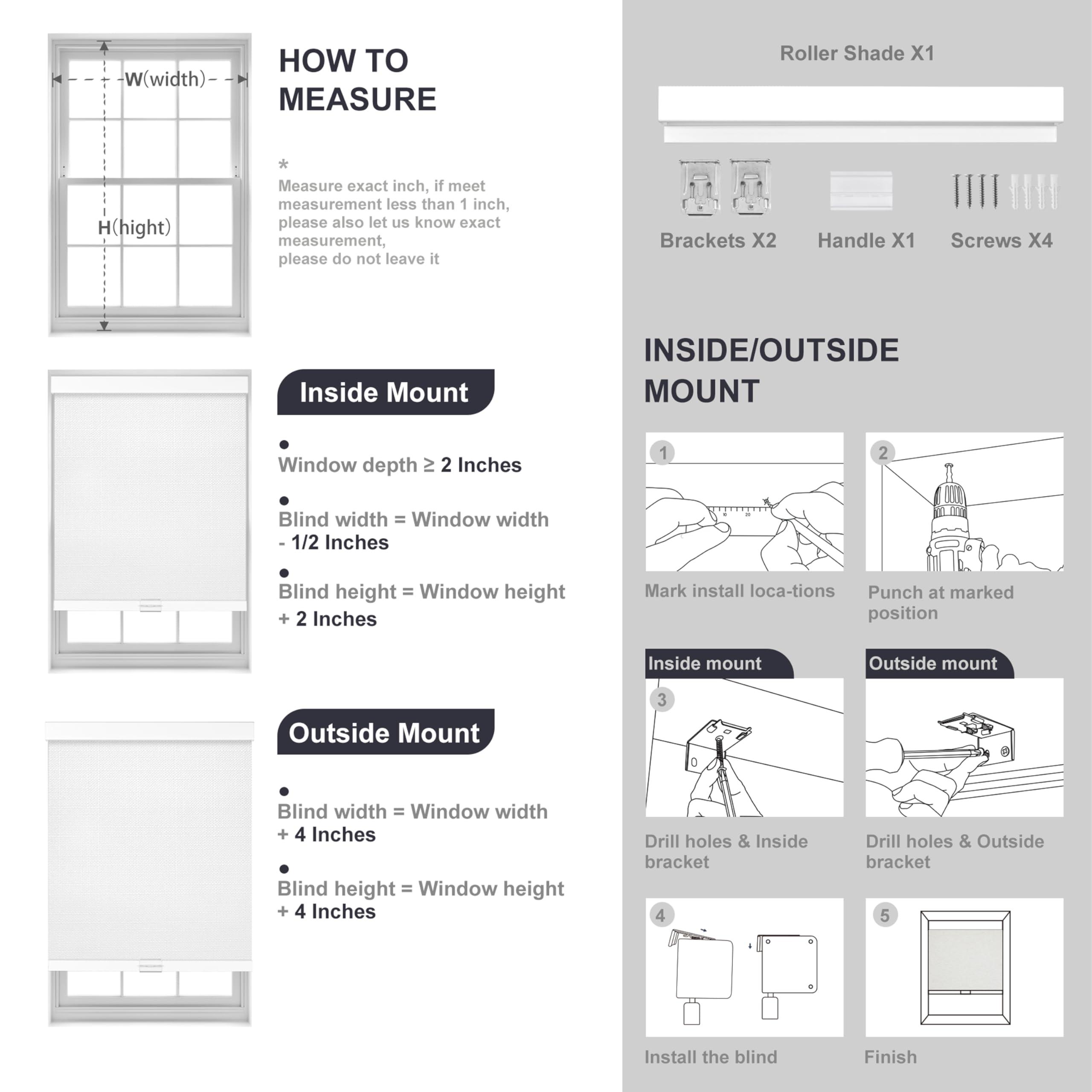 HOTSOON HOTSOON Blackout Linen Roller Shades for Windows Cordless Room Darkening Roller Blinds Easy to Install with Cassette Valance Black Out Window Shades for Home Office Living Room White,64" W x 72" H