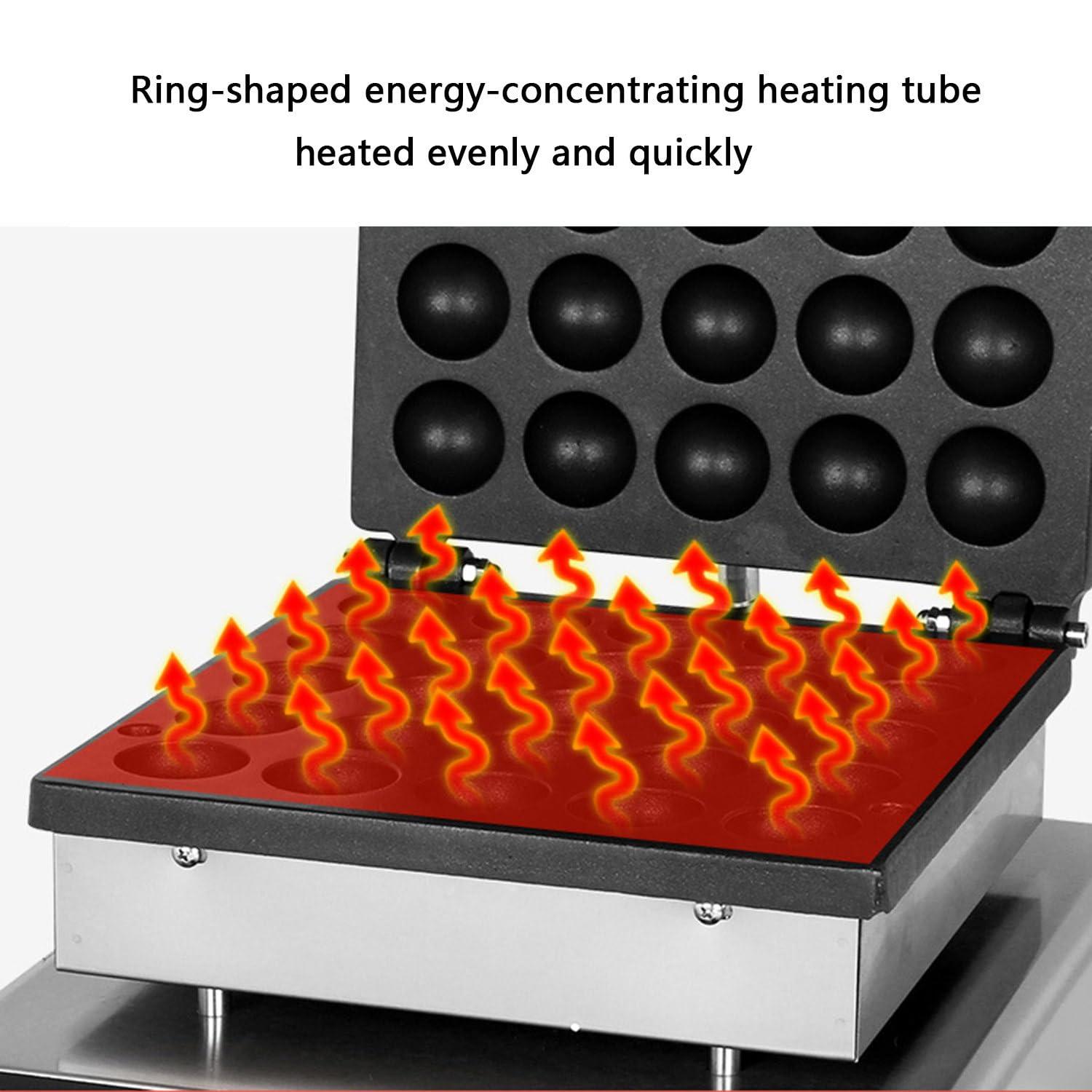 DAZULI Mini Dutch Pancake Baker Maker Commercial Electric Dorayaki Maker Muffin Making Machine Non-stick Waffle Pancake Maker for Restaurant Bakery Leisure Snack Bar,50hole