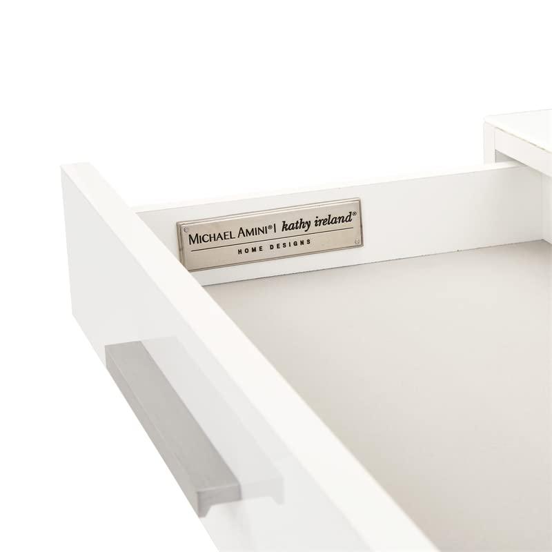 Michael Amini Michael Amini Marquee 3-Drawer Nightstand in Cloud White