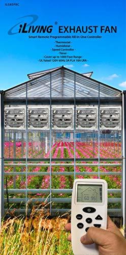 iLiving iLIVING 20\" Shutter Exhaust Fan with Wireless Smart Remote Controlled Thermostat and Humidity, Variable Speed Wall Mounted Attic Vent Fan, Chicken Coop Ventilation, 3368 CFM, 5000 SQF Coverage Area