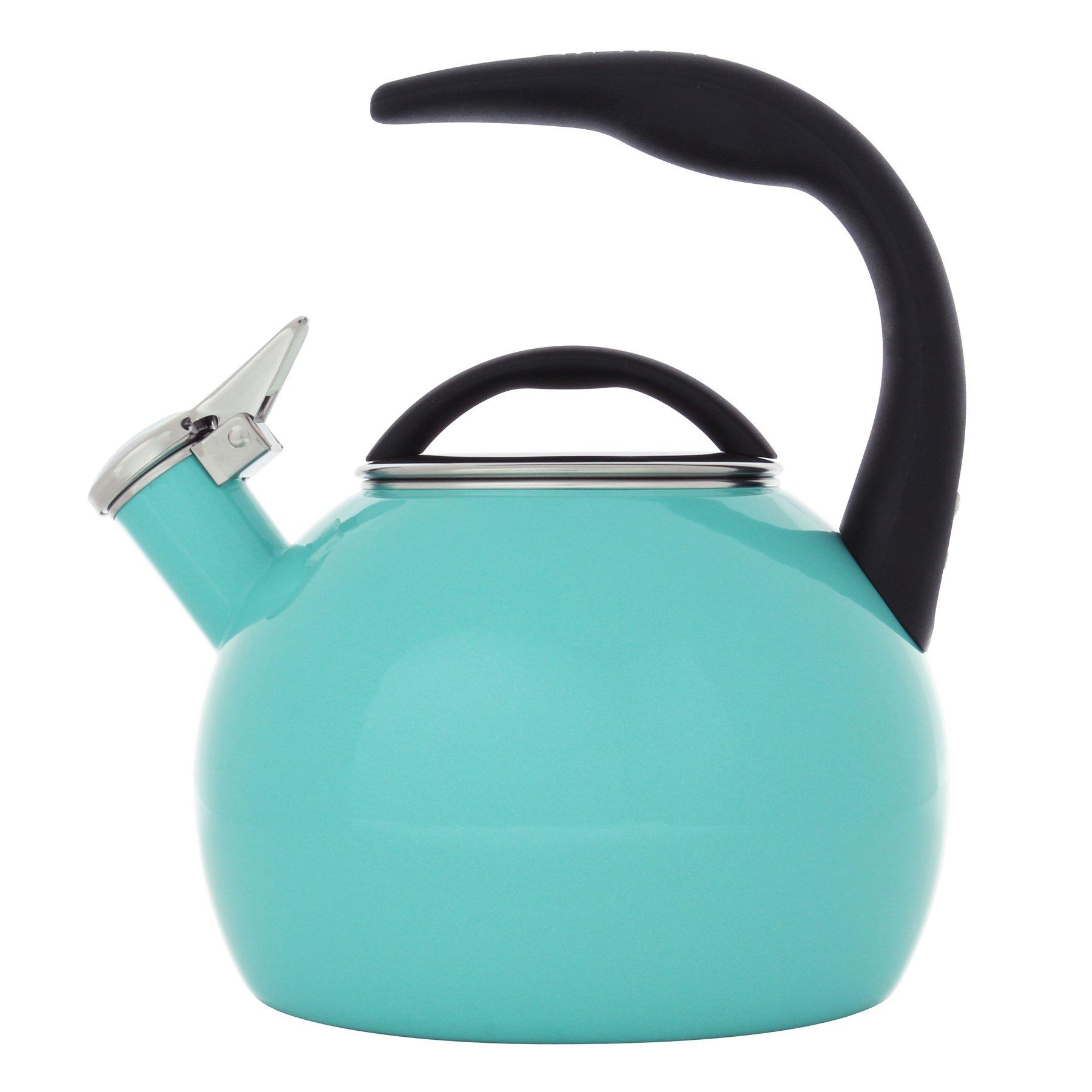 Chantal Chantal 40Th Anniversary Tea kettle, 2 Quart, Enamel Carbon steel, Whistling, Aqua