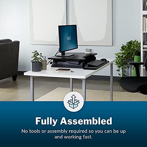Vari Vari - VariDesk Essential 30 - Two-Tier Standing Desk Converter for Home Office - Adjustable Sit Stand Desk with 11 Height Settings - Standing Desk Riser for Monitor & Accessories - 30\" Wide, Black