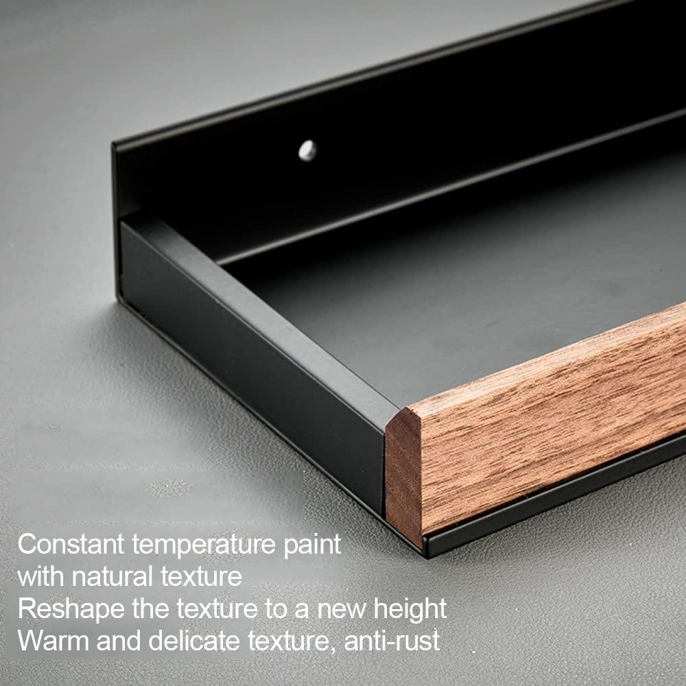 ANNBKA ANNBKA Shower Shelf Racks Solid Wood Shower Caddy Shelf Organizer Towel Bar, Bathroom Wall Mounted Cosmetic Storage Rack Shower Caddy (Size : Black 40cm)