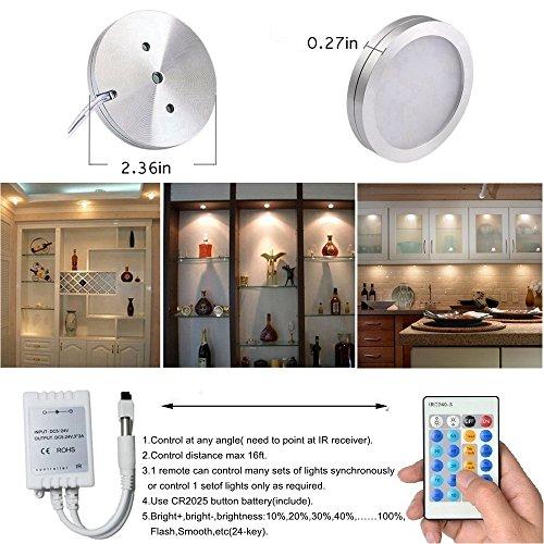 Xking Xking 12 Pcs Dimmable Puck Lights LED Under Cabinet Lighting Kit, DC12V Total 24W - Warm White