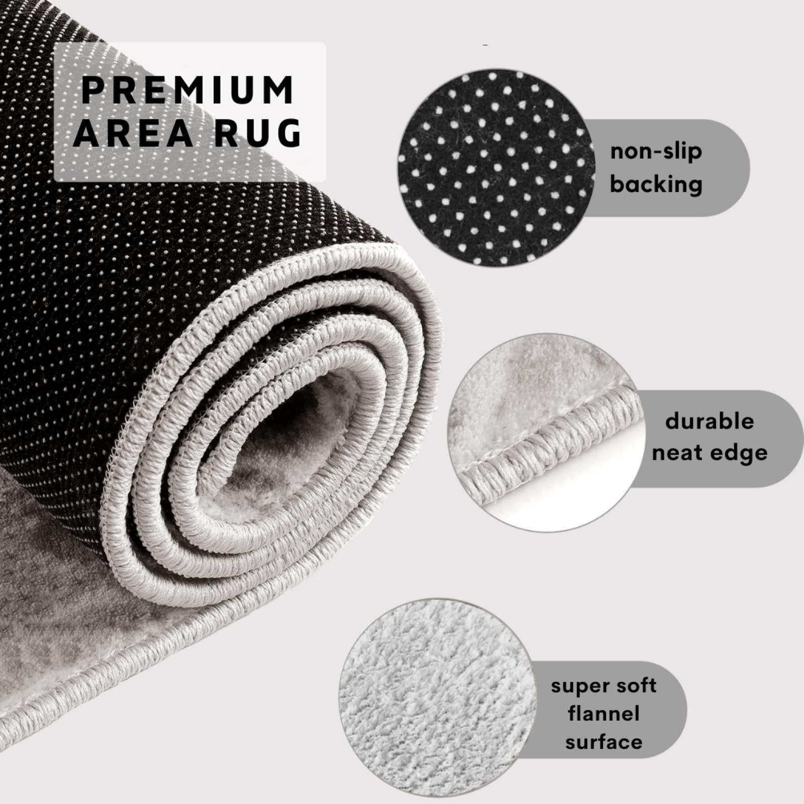 GEDAEUBA Cherry Blossom Rug 6x8 ft, Area Rug, Japanese Rugs for Living Room Bedroom, Ink Painting Carpet, Kids Room Decor for Boys Girls, Washable Non Slip Soft Low Pile Indoor Area Rugs