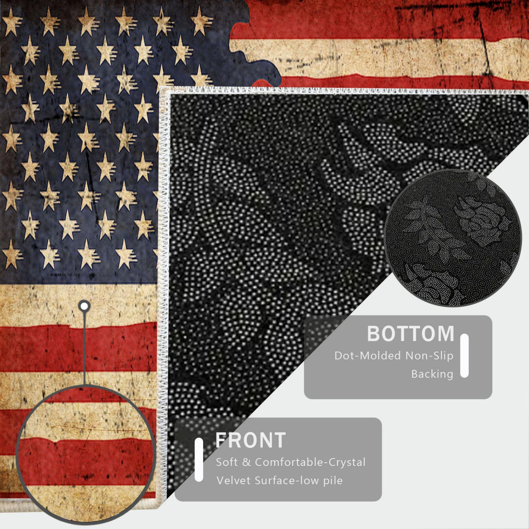 ZLXMN ZLXMN Retro American Flag Rug 5x6ft Old Chic Vintage USA Flag Rug Blue Red White Star Stripe Design Washable Flag Area Rugs for Independence Day Living Room Bedroom Rug Non-Slip Entrance Carpet