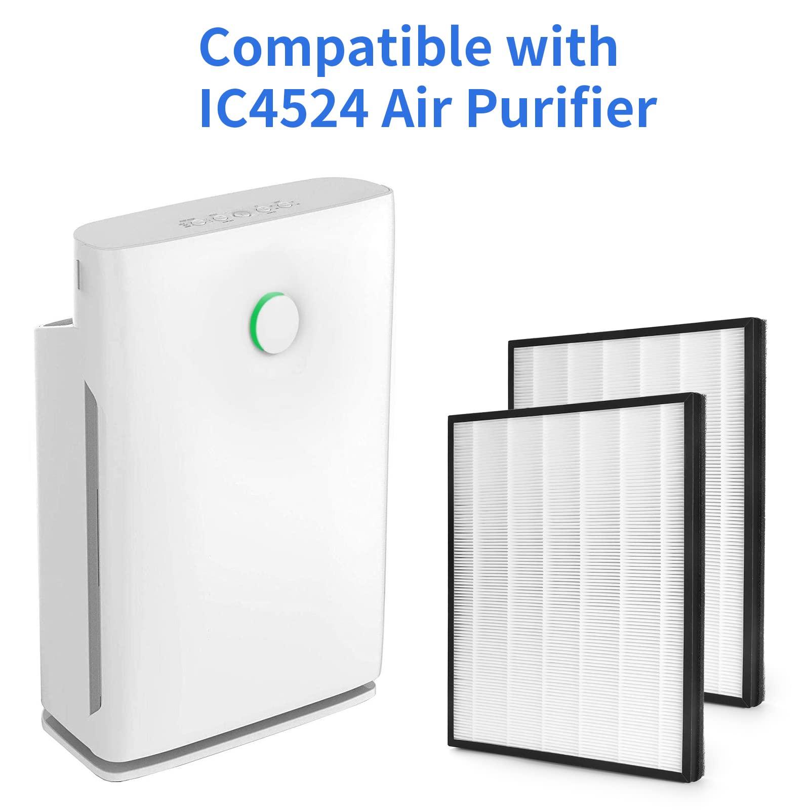 FCFMY FCFMY 2 Packs H13 True HEPA Replacement Filter Compatible with InvisiClean Claro IC-4524 Air Cleaner Purifier with Activated Carbon Pre-Filter