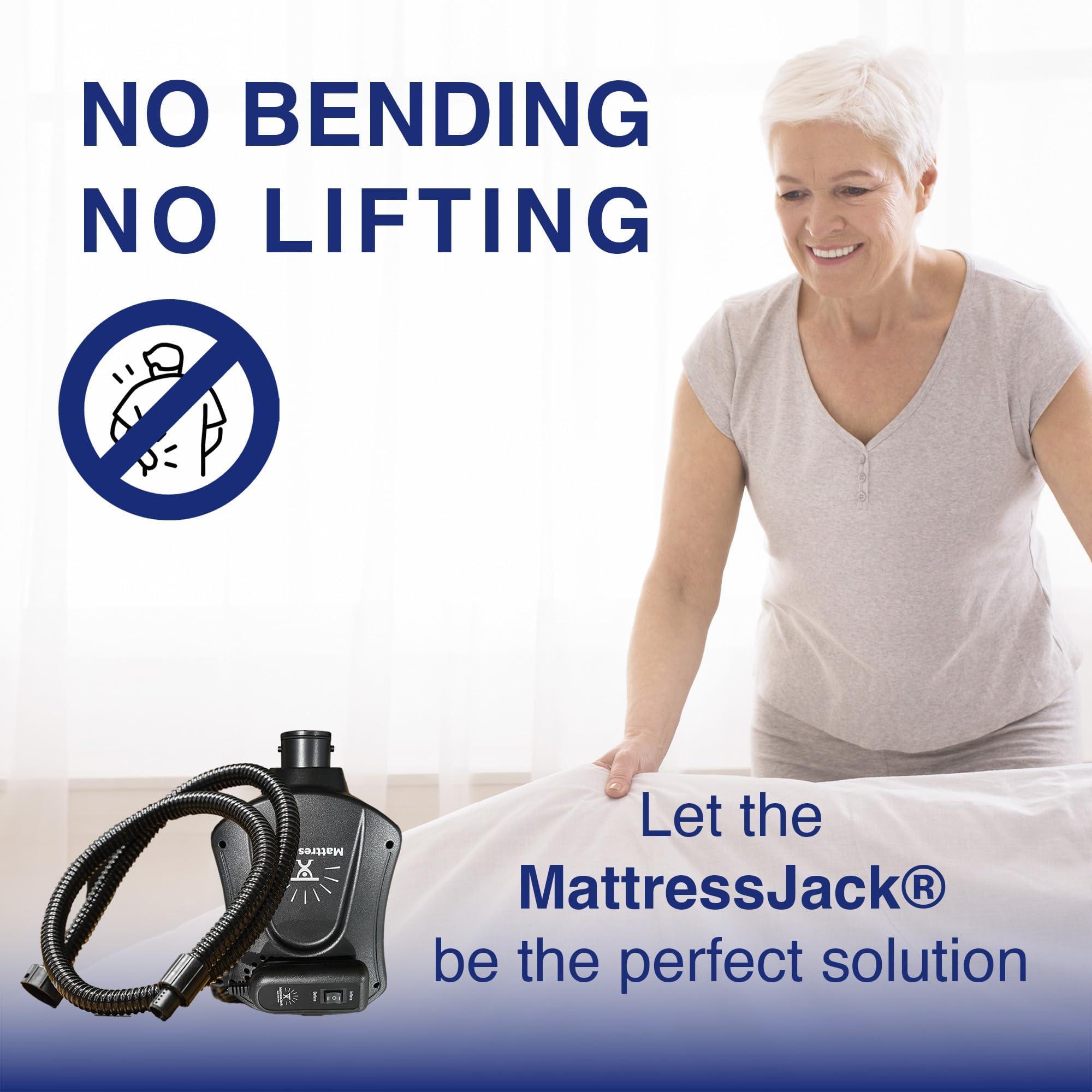 MATTRESS JACK BEDS MADE EASY Mattress Jack Mattress Lifter, Queen - Mattress Elevator for Sheet Tucking & Bed Making - Mobility Aid for Elderly, w/Inflatable Ring, Air Pump
