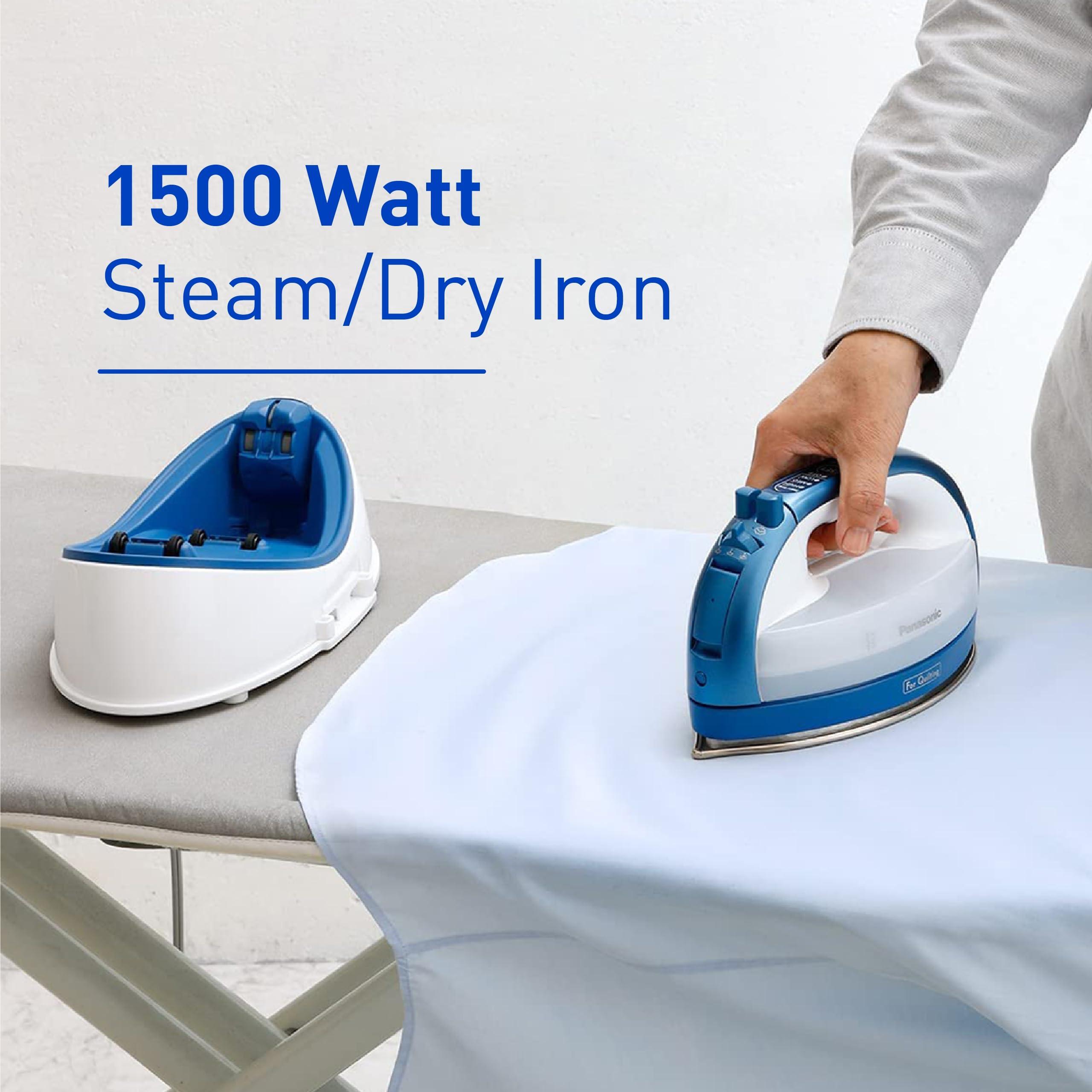 Panasonic Panasonic Cordless Iron, Portable 360-Degree Freestyle Dry/Steam Iron with Precision Tips and Stainless Steel Soleplate, Anti-Calc and Anti-Drip, Power Base and Carrying/Storage - NI-QL1000A (Blue)