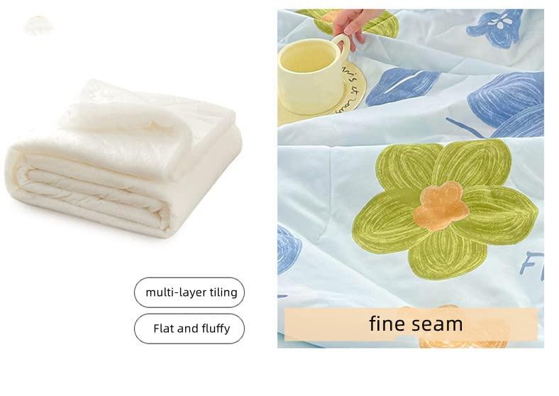 LUZBOSE LUZBOSE Ultra-light summer seam superfine fiber down quilt car blanket nap blanket summer cool quilt air conditioner quilt(150 * 200CM, A16)