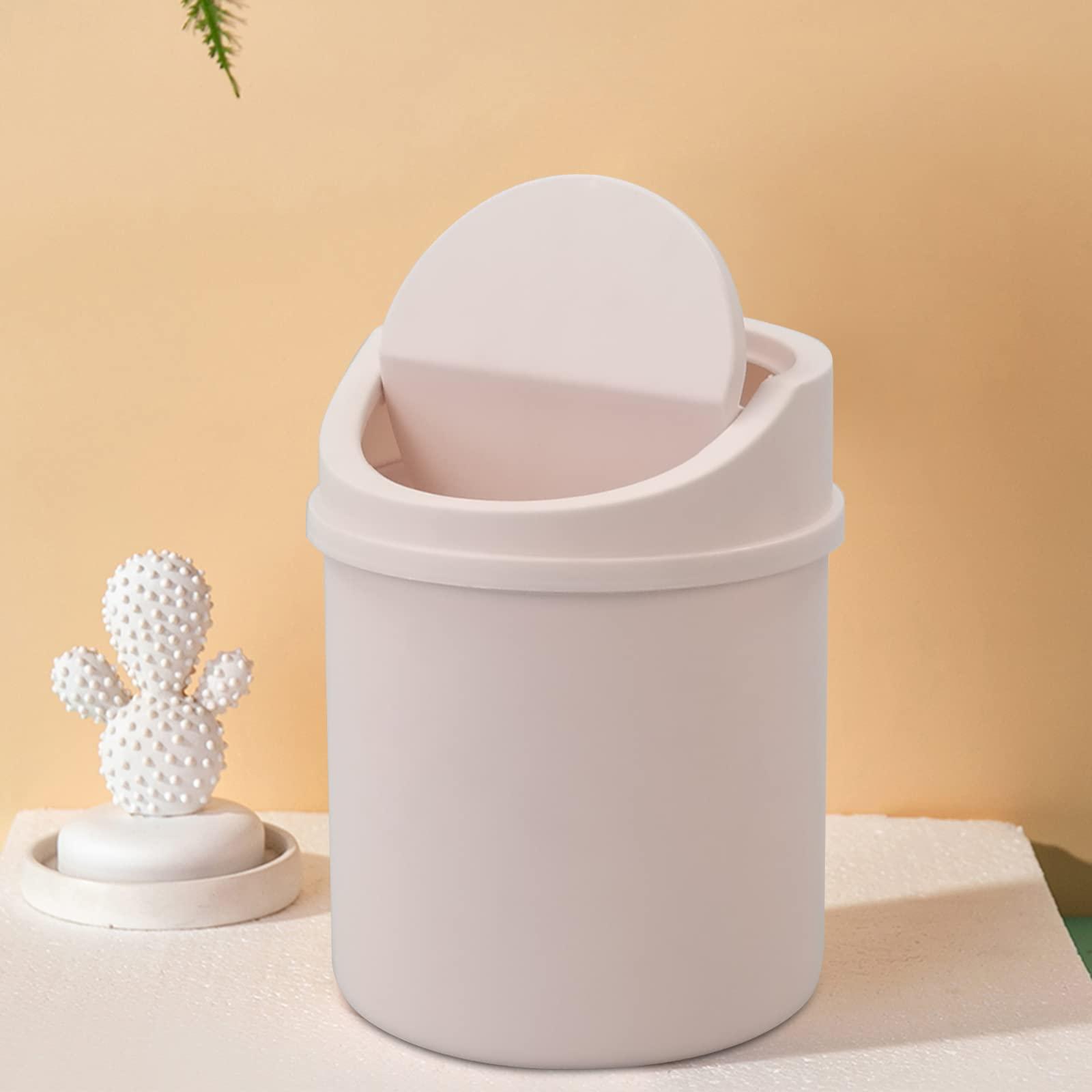 Lesbin Lesbin 2 L Plastic Mini Desktop Trash Can with Swing Lid, Tiny Swing Top Garbage Can, Pink