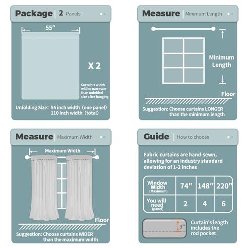 BGment BGment White Blackout Curtains for Living Room 95 Inches Length, Extra Long 2 Panels Window Curtains Thermal Insulated Soundproof Heavy Soft Room Darkening Curtains with Rod Pocket, Each Panel 55 Wide