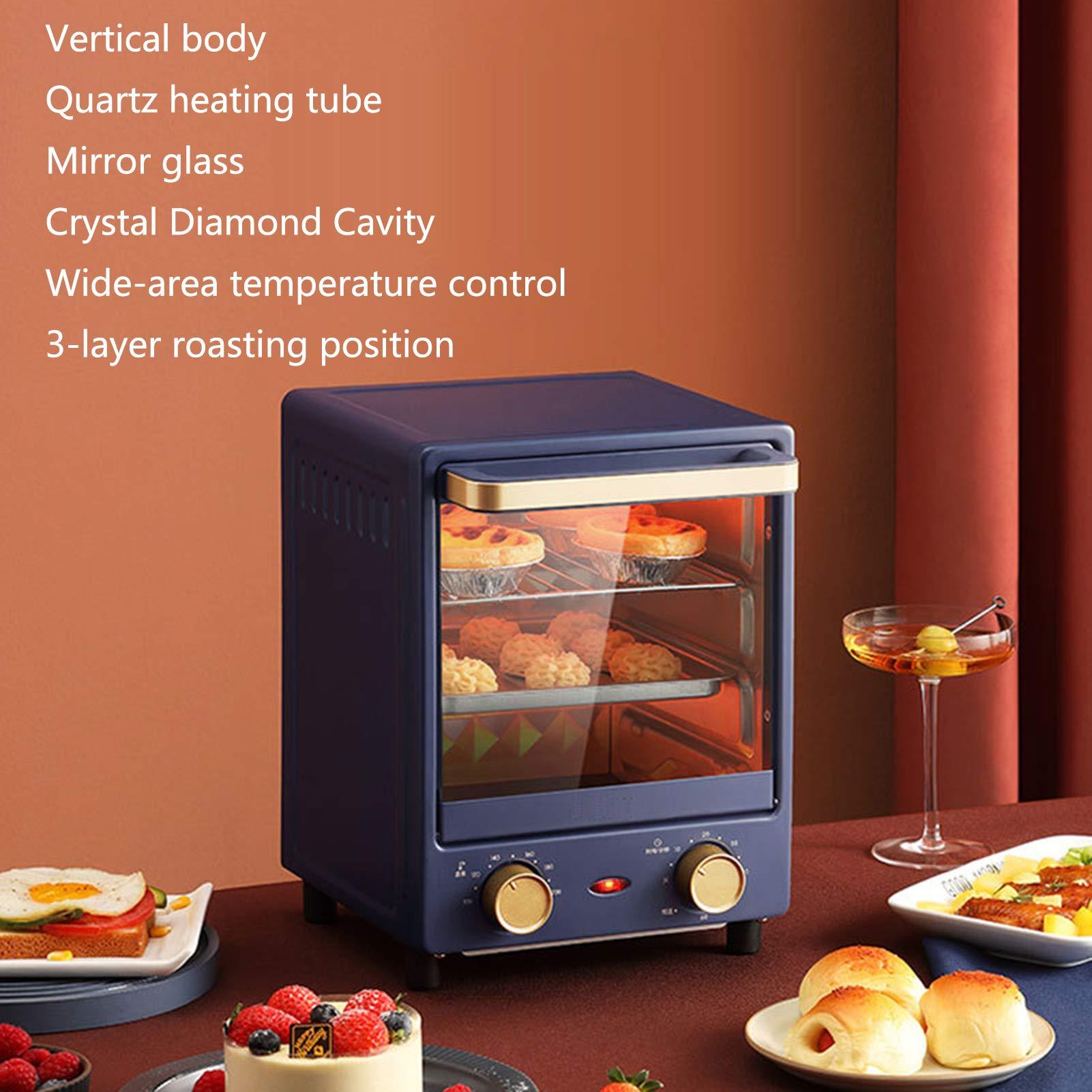 NEWCES Electric Oven 12L Vertical Multi-Function Household Mini Oven Toaster Mirror Glass Insulation Explosion-Proof for Baking Cake Pizza