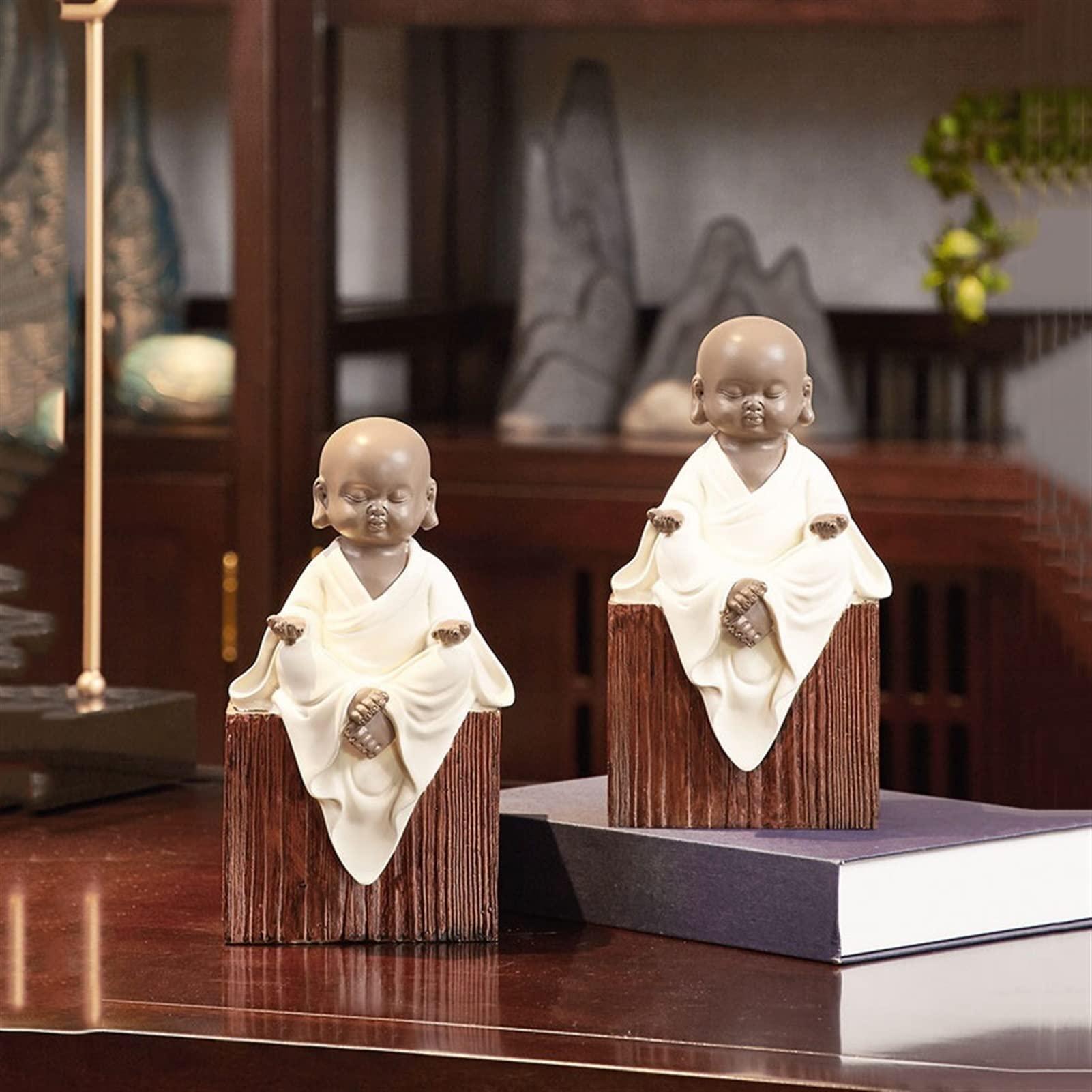 HIHELO Book Ends to Hold Books Heavy Duty Heavy Duty Bookends Unique Zen Monk Bookends Creative Buddhist Ornaments Home Decorations Simple Bookshelves Non Skid Book Stoppers Bookends Decorative