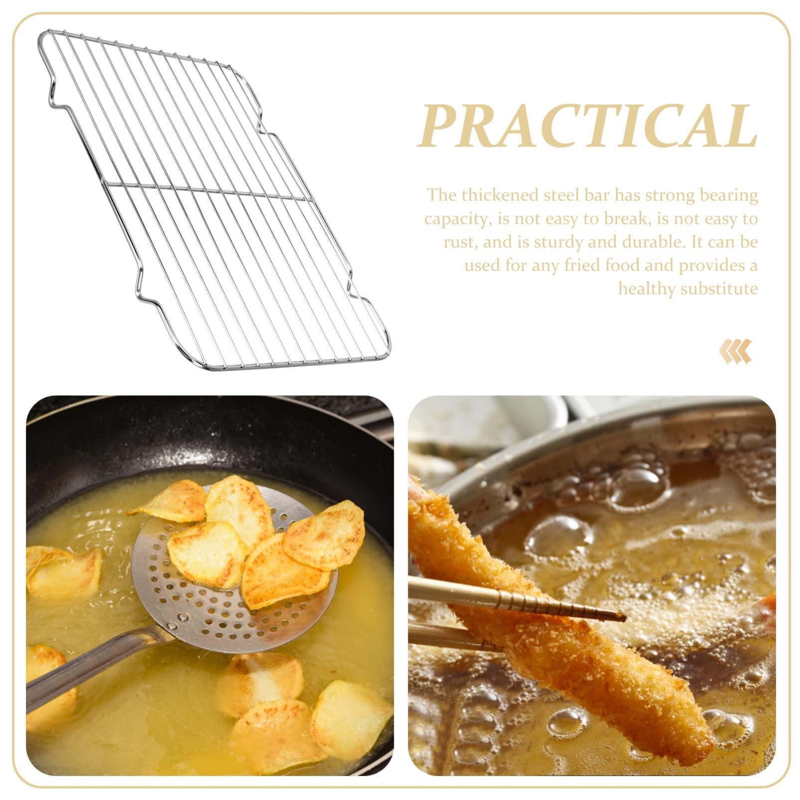 SHERCHPRY SHERCHPRY Bacon Rack Steaming Rack Fries Cooling Rack Grill Rack Baking Pan Oven Drip Pan Oil Draining Rack Wire Rack Frying Oil Filters Rack Stainless Steel Containers Fry Net Cool Net Air