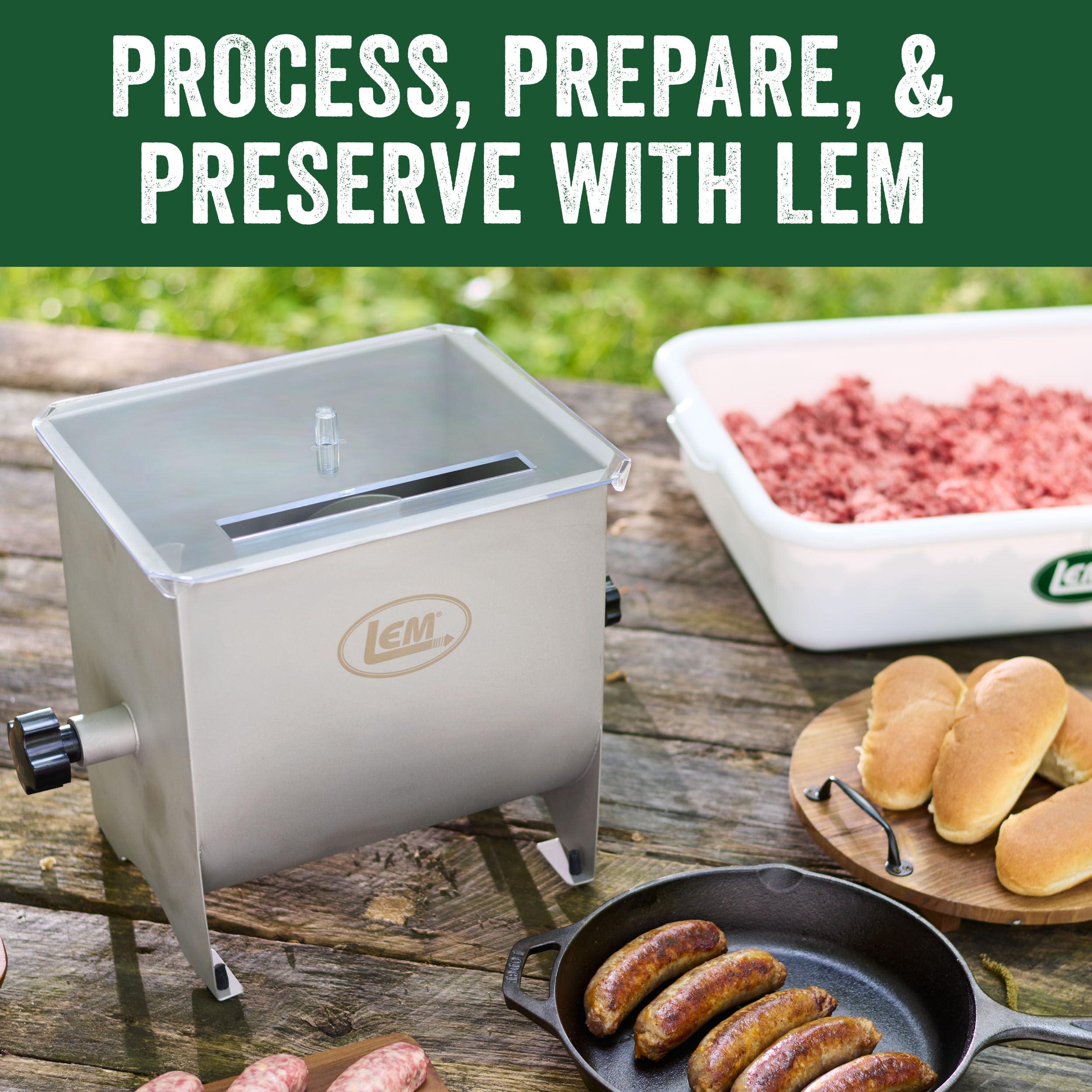 LEM LEM Products MightyBite 20 Pound Capacity Manual Meat Mixer, Stainless Steel, Manual Only