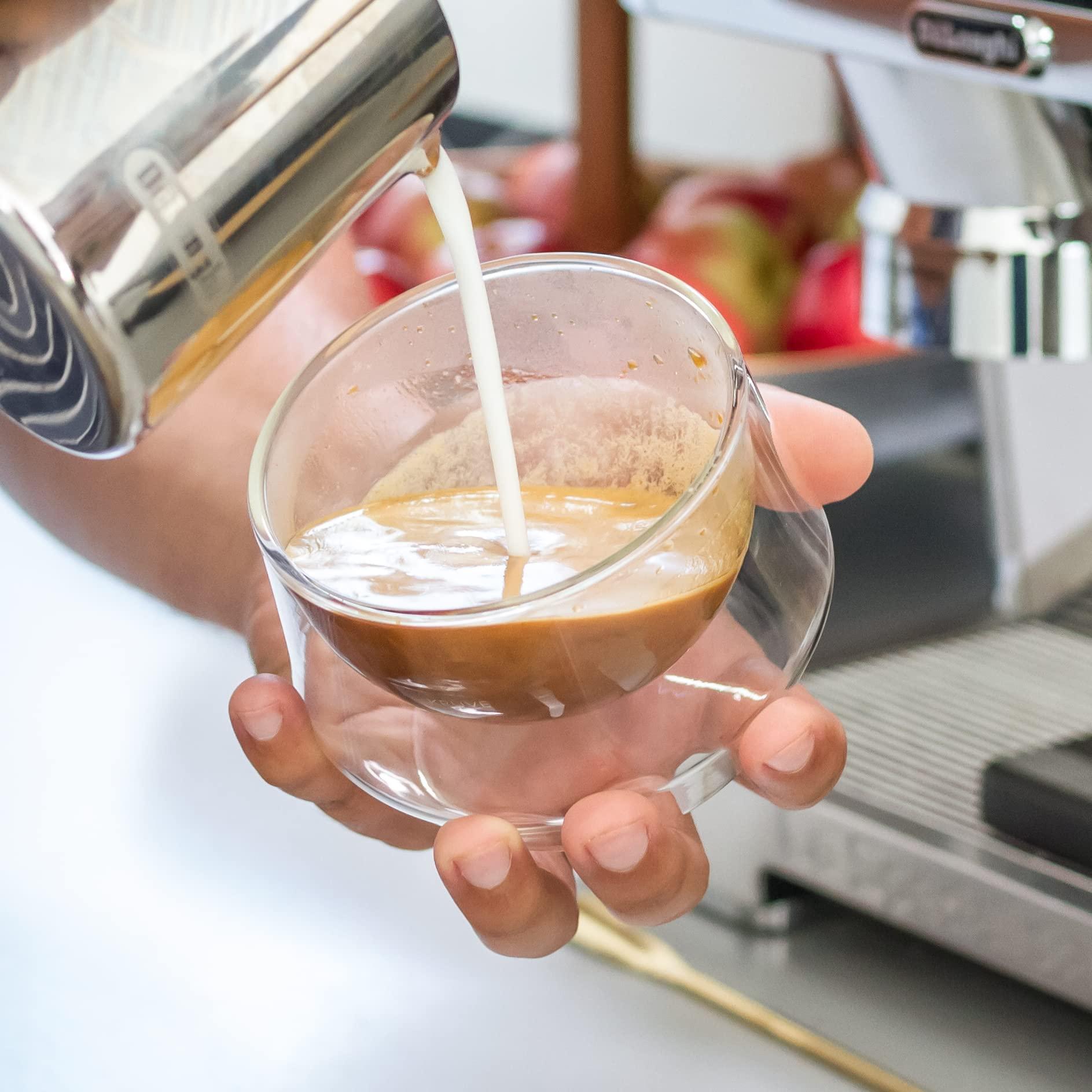 KRUVE KRUVE IMAGINE Coffee Cups - Handcrafted Double-Wall Glass Cups (Set of Two, 8.5oz/250ml) - Perfect for Latte Art and Espresso - Durable Borosilicate Glass - Ideal Gift for Coffee Mugs Lovers - Latte