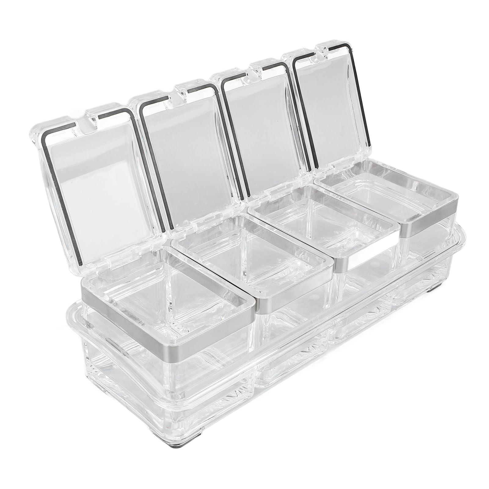ZJchao ZJchao Clear Seasoning Rack Box Storage Container, Acrylic Organizer Jars with Spoons for Kitchen Modern Design Multipurpose Use