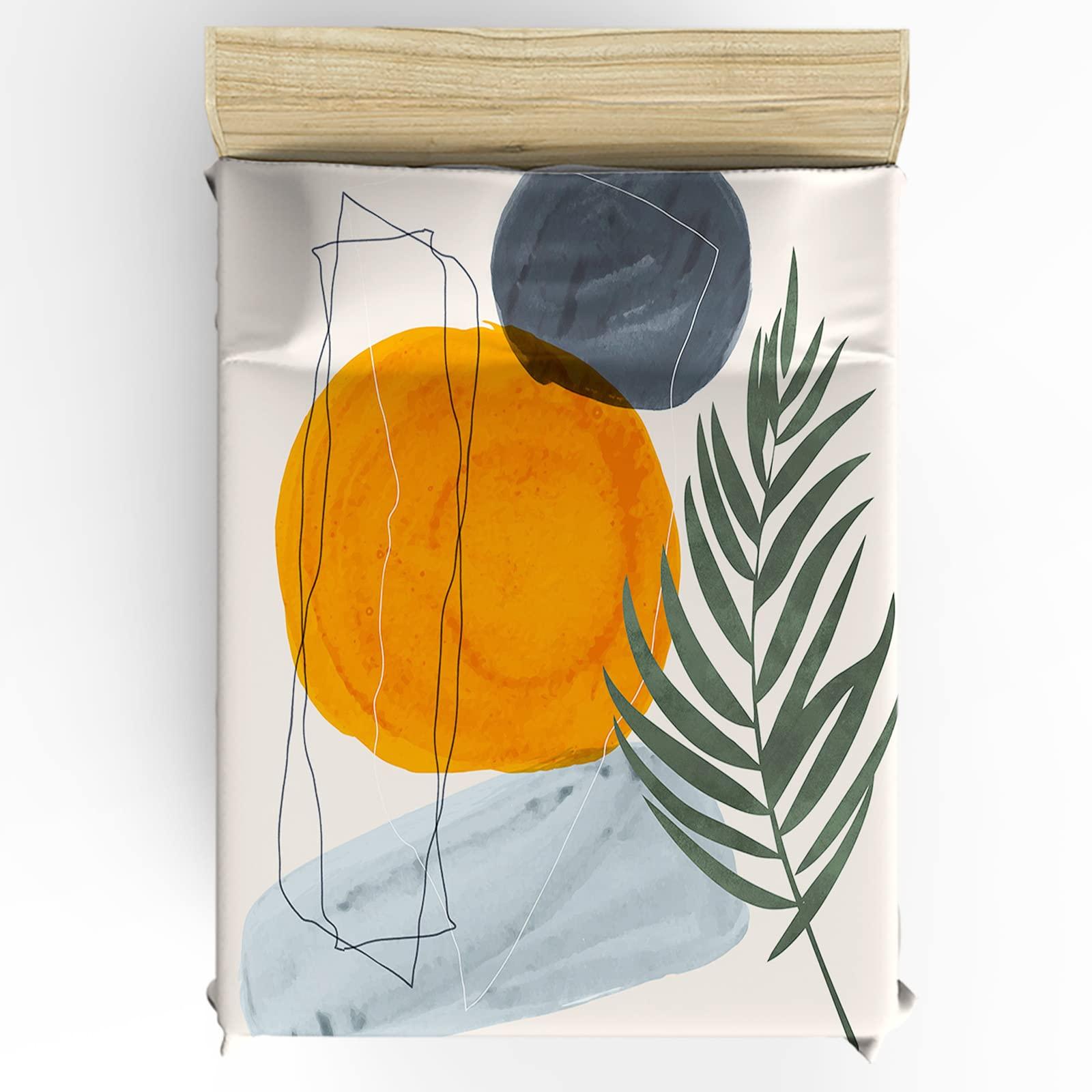 Debedcor Cal. King Comforter Covers Sets Boho Middle Century 4 Piece Duvet Cover Set Lightweight Microfiber Soft Bedding Set for Adult Teen, Modern Abstract Art Geometric