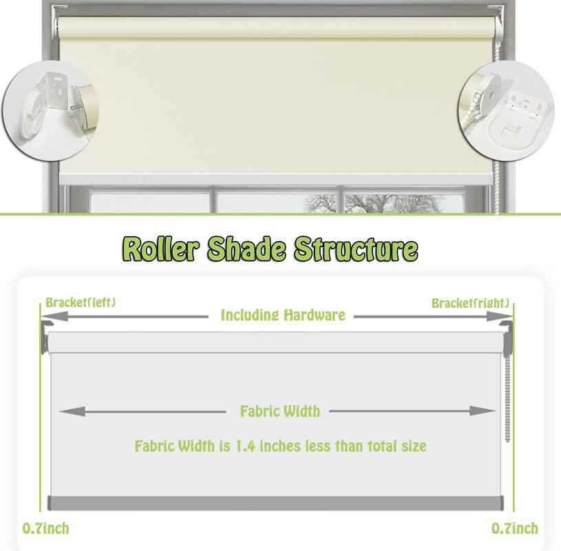 fhsblinds FHSBLINDS Custom Blinds for Windows Roller Shades for Windows-Room Darkening Waterproof Blackout Cut to Size Window Blinds & Shades for Home Kitchen Bedroom Office (Ivory 100% Blackout, 38"W x 80"H)