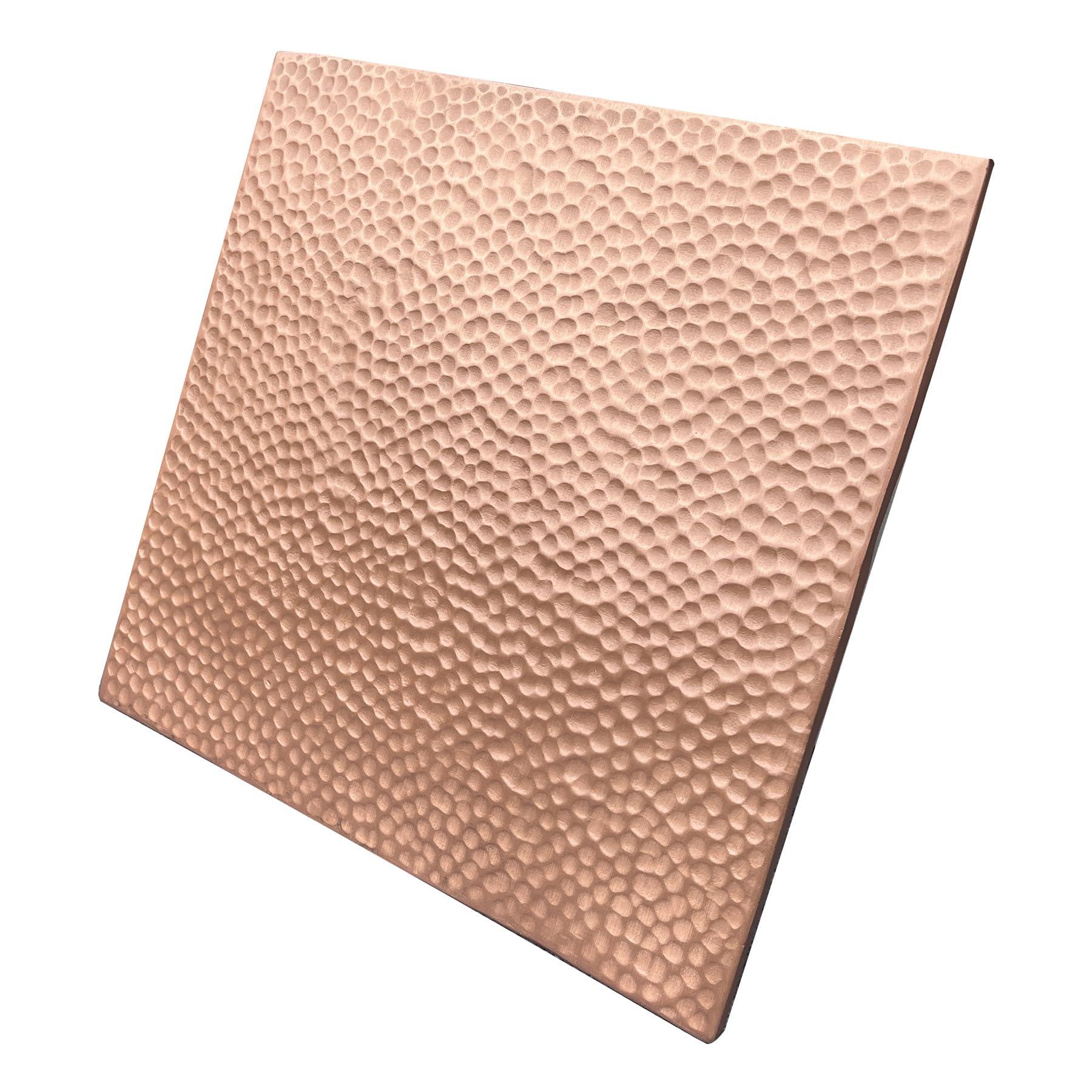 CT Copper Tailor CT Copper Tailor Copper Backsplash, Copper Tile, Handmade for Kitchen Behind Stove, Bathroom, Fireplace, Decorative Metal Wall Art, 10\" W x10 H,Heavy Hammered, Penny Color