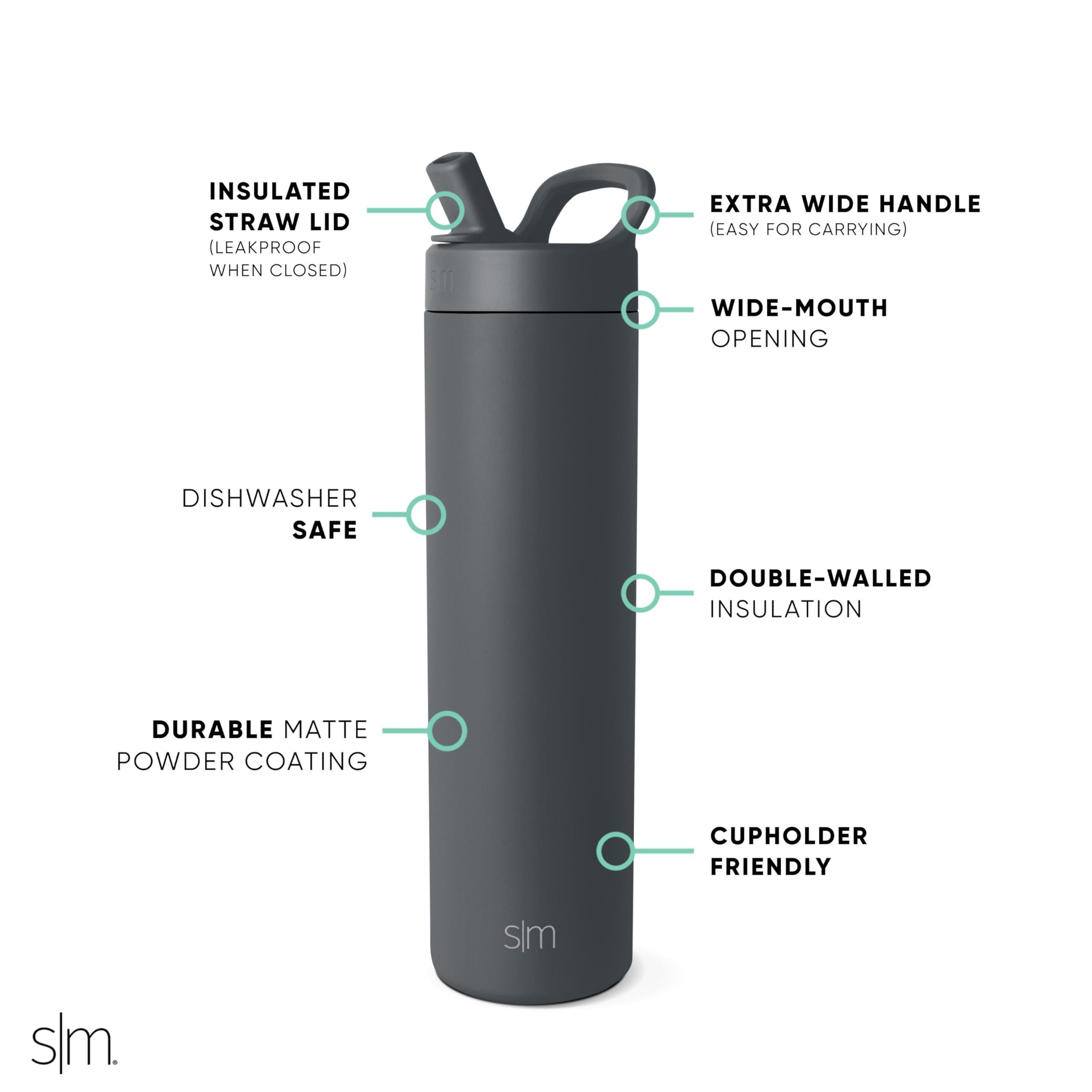 Simple Modern Simple Modern Water Bottle with Straw lid | Insulated Stainless Steel Thermos | Reusable Travel Water Bottles for Gym & Sports | Leak Proof & BPA Free | Mesa Collection | 24oz, Graphite