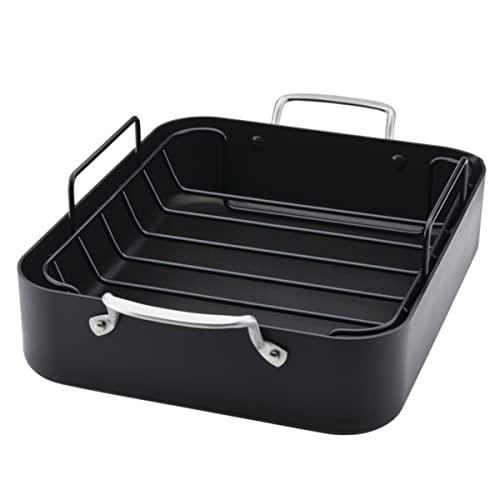 KitchenAid KitchenAid Hard Anodized Roasting Pan/Roaster with Removable Rack, 13 Inch x 15.75 Inch, Matte Black