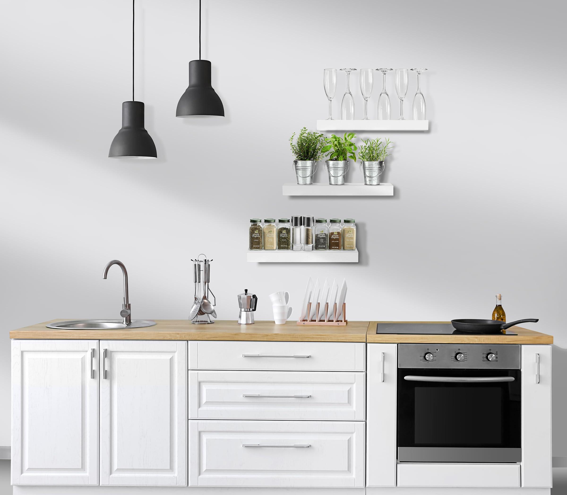 Sorbus Sorbus Wall Mounted Wine Rack and Wall Clock Bundle - Includes 3 Floating Shelves and 1 Wall Clock - Complete Your Wall Decor