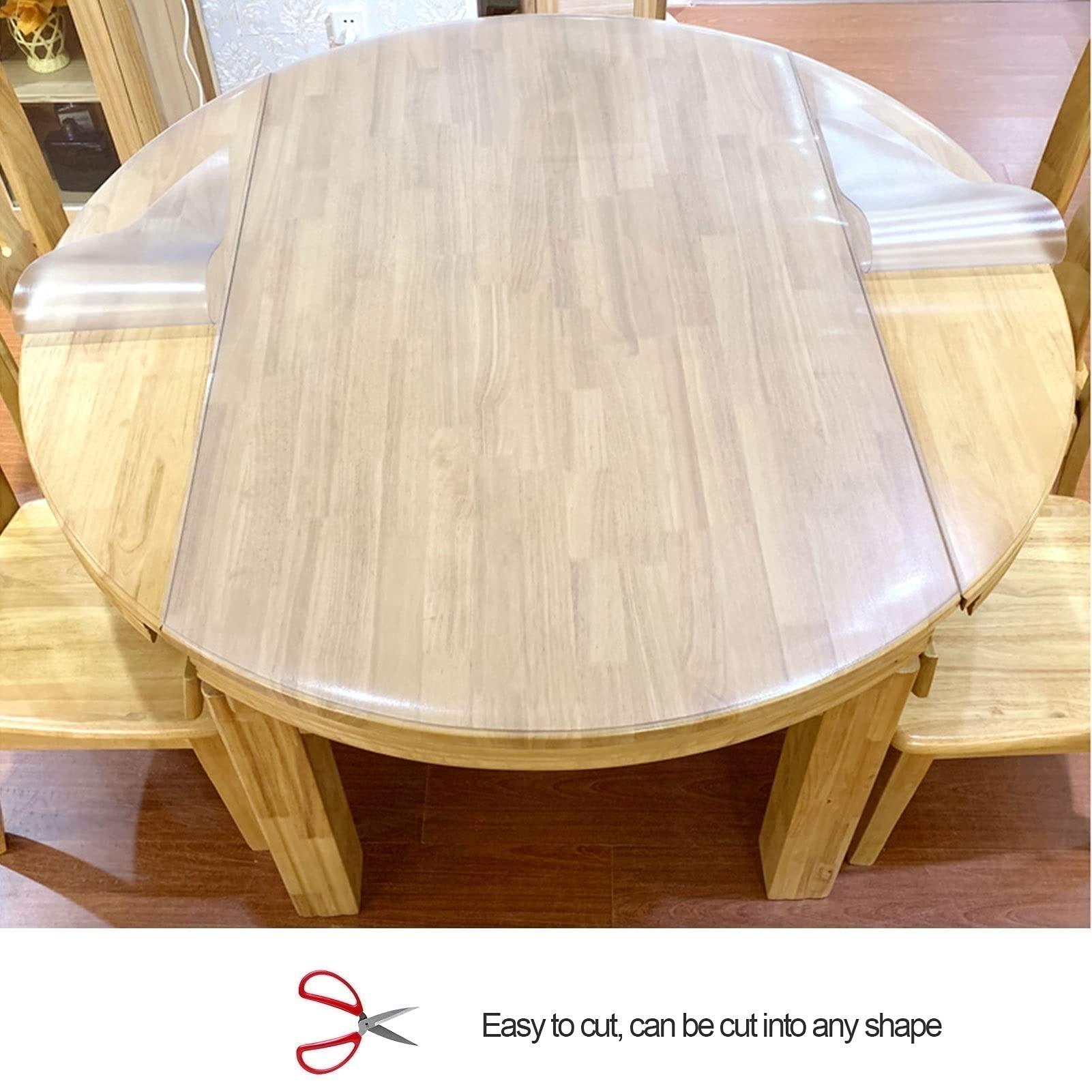 DTDMY Clear PVC Table Protector Round 2mm Thickness Waterproof Transparent PVC Table Covers Clear Top Plastic Table Wear for Dining Table Mat/Round Garden Table Cover (Dia. 80/90/100/120/150cm)