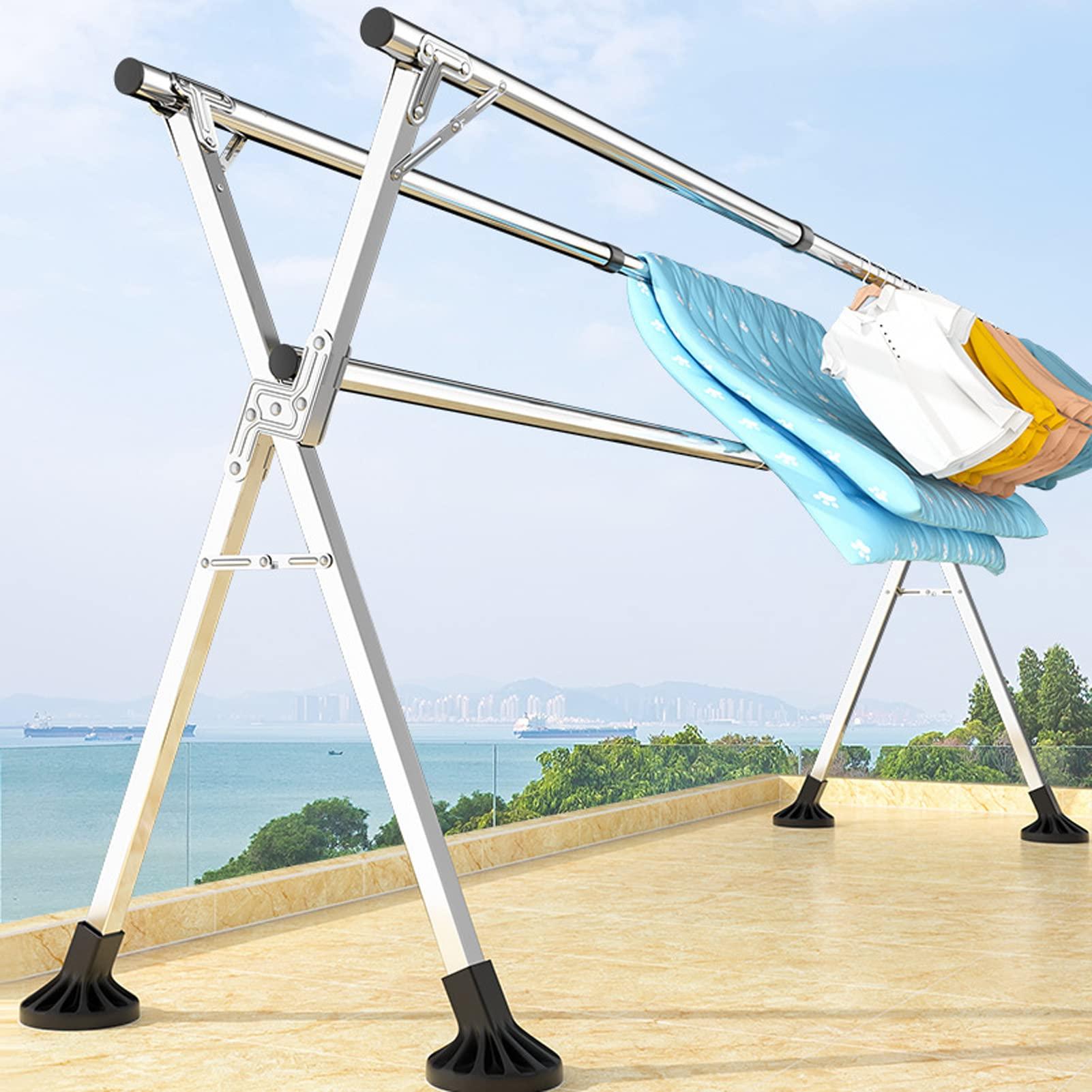 XYXHEII XYXHEII Clothes Drying Rack, Drying Rack Clothing Folding Indoor Outdoor, Heavy Duty Stainless Steel Laundry Drying Rack, Foldable Portable Clothes Drying Rack