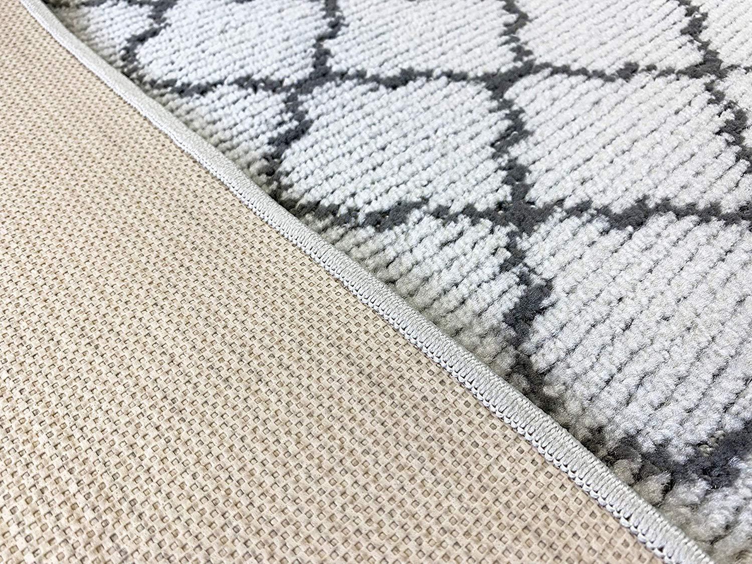 REMNAZ HOME DECOR Custom Size Modern Runner Rug Carpet for Hallway Entryway Foyer Kitchen, Slip Resistant Latex Rubber Backed 31 inch Wide X Customized Length, Trellis Grey, 31 inch X 14 feet