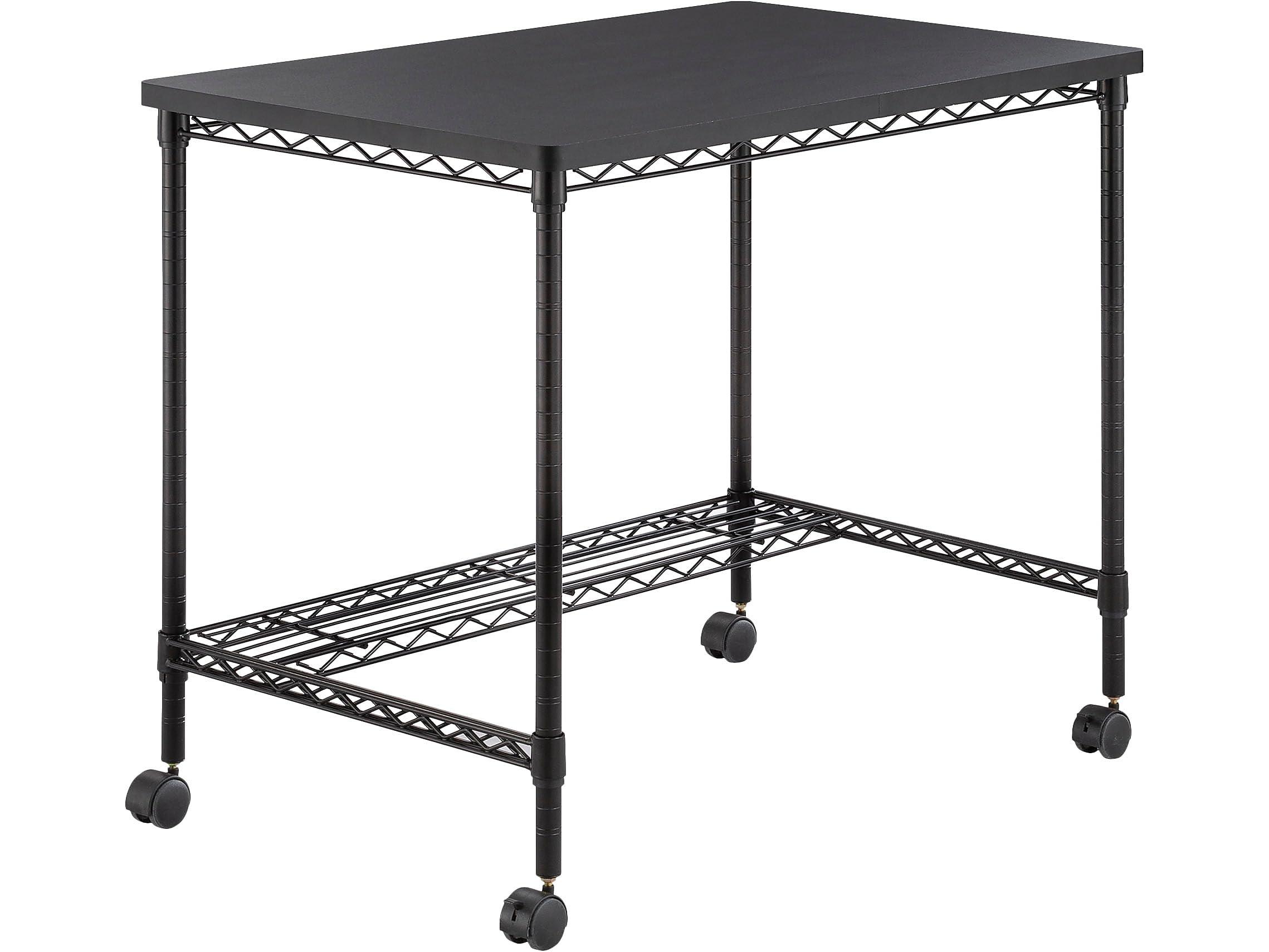 Safco Safco Products 5203BL Mobile Home Office, Kitchen & Garage Wire Desk, Steel Frame, Multi-Use Melamine Top, Wheeled or Stationary Base, Great for Apartments and Dorms, Black
