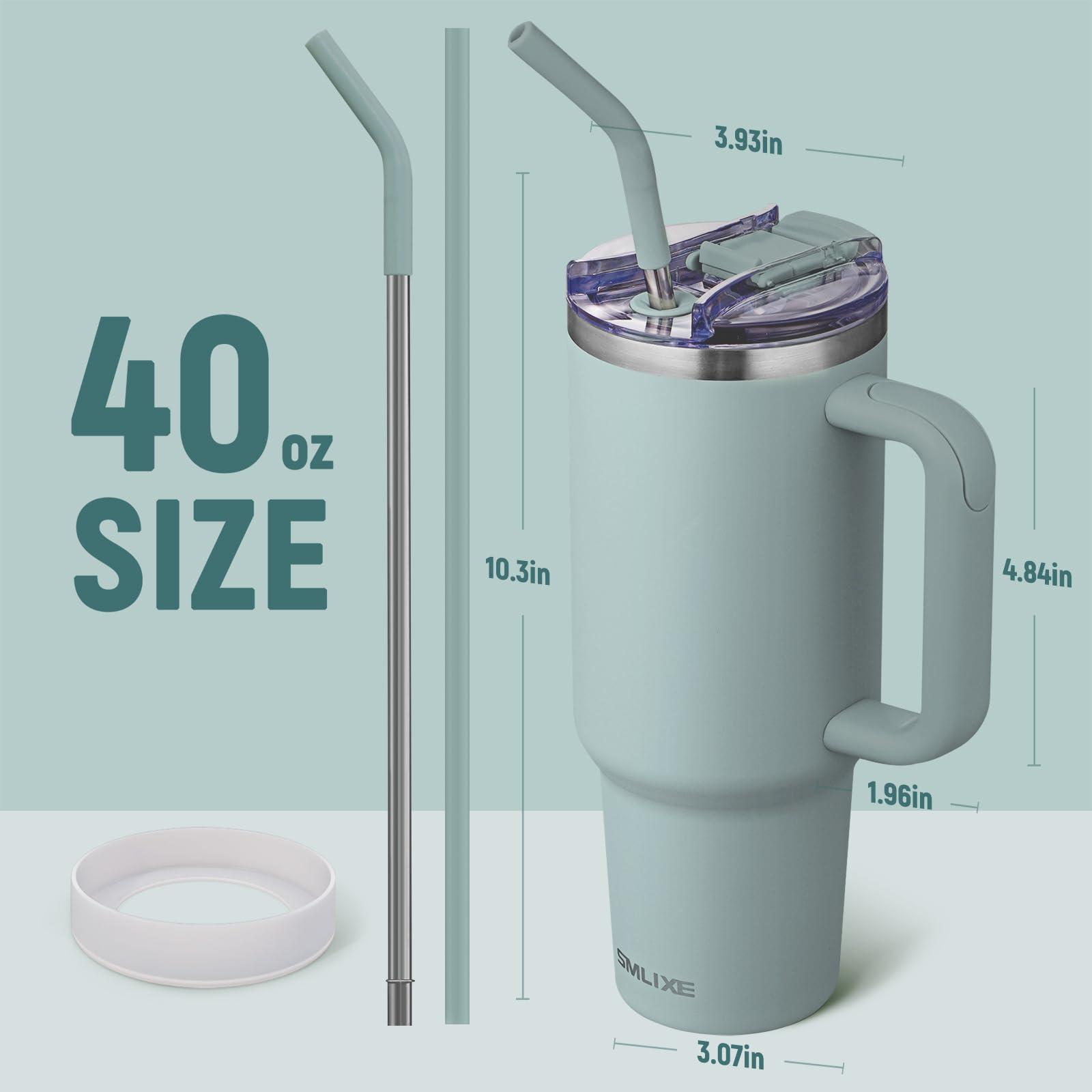 SMLIXE SMLIXE 40 oz Tumbler with Handle and Straw Lid,Insulated Reusable Stainless Steel Water Bottle Travel MugCupholder Friendly Double Wall Vacuum Sealed Cup (Shale)