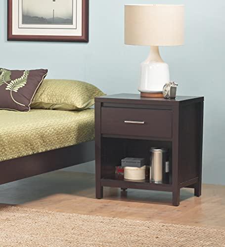 Modus Furniture Modus Furniture Solid Wood Nightstand, 1-Drawer, Nevis - Espresso