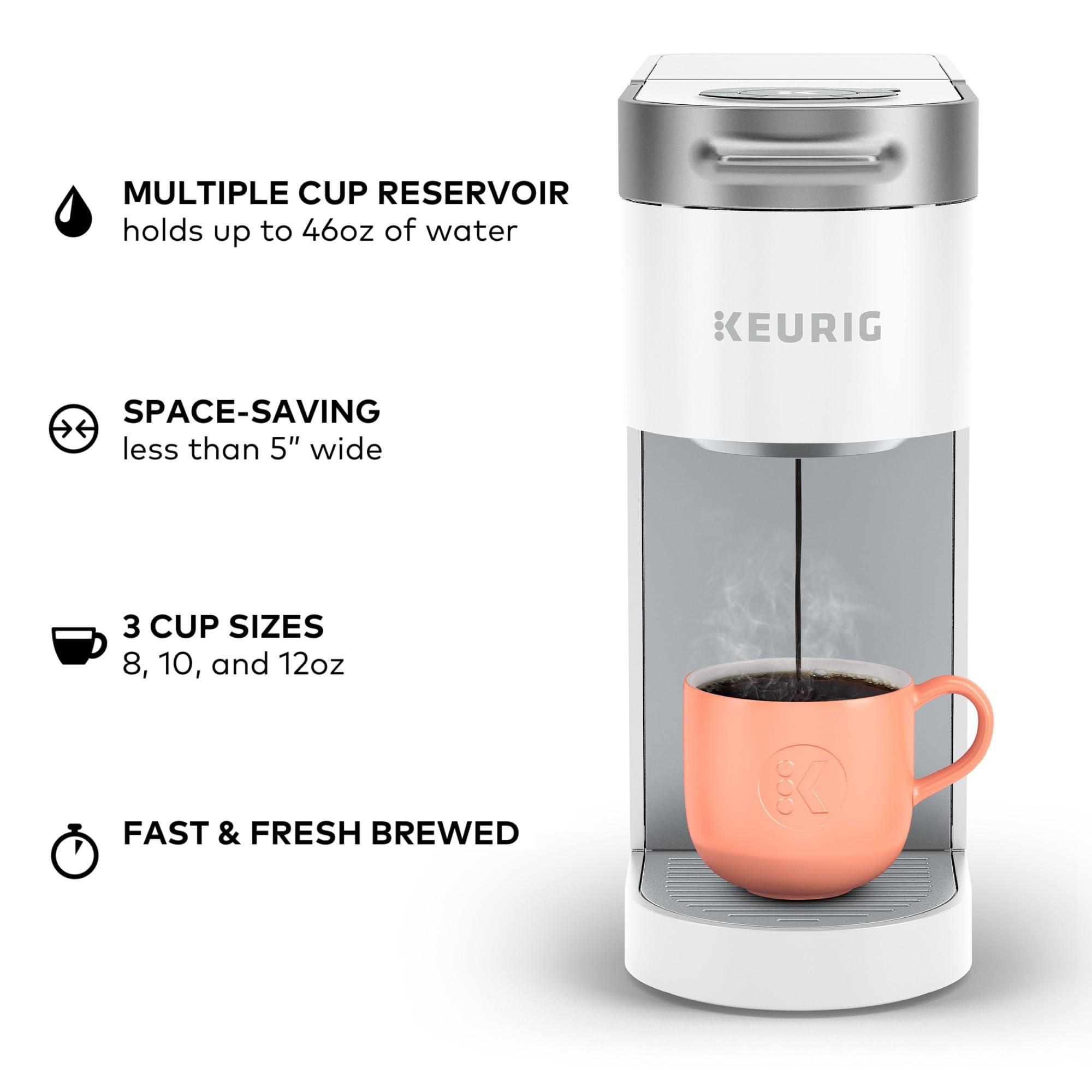 Keurig Keurig K-Slim Single Serve K-Cup Pod Coffee Maker, Multistream Technology, 3 Brew Sizes, Slim and Sleek Design, 46oz Removable Reservoir, White