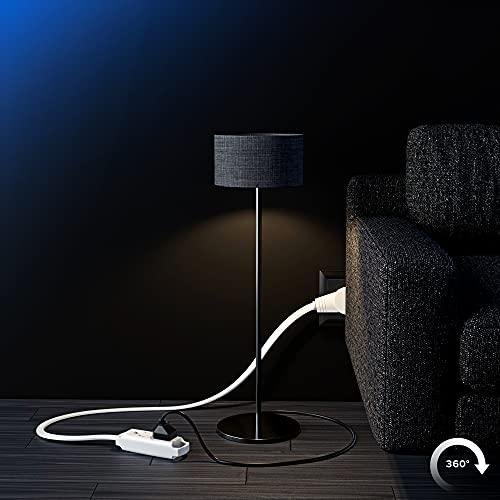 Maximm Maximm Cable 3 Ft 360° Rotating Flat Plug Extension Cord/Wire, 16 AWG Multi 3 Outlet Extension Wire, 3 Prong Grounded Wire - White - UL Certified