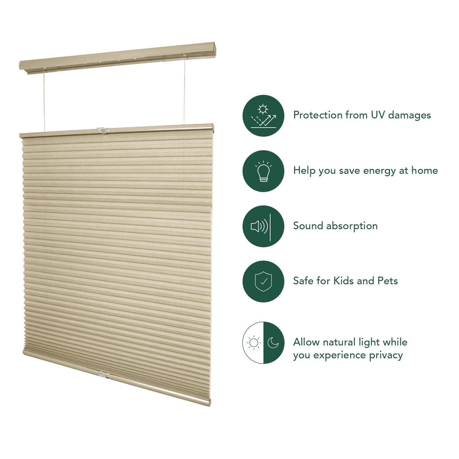 CHICOLOGY CHICOLOGY Cellular Shades, Top Down Bottom Up Shades, Custom Blinds for Windows, Window Shades for Home, Door Blinds, Window Coverings, Cellular Blinds, Latte (Light Filtering), 26" W x 48" H