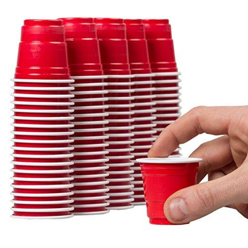 Global Décor 120ct Mini Red Cups 2oz Plastic Disposable Shot Glasses Party Shooter Beer Pong Jello