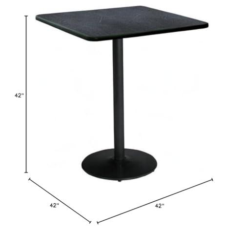KFI Seating 42\" Square Pedestal Table with Graphite Nebula Top, Round Black Base, Bistro Height