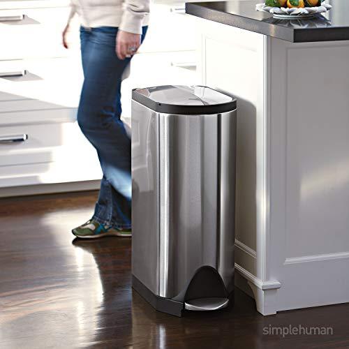 simplehuman simplehuman 40 Liter / 10.6 Gallon Dual Compartment Butterfly Lid Kitchen Recycling Step Trash Can, Brushed Stainless Steel
