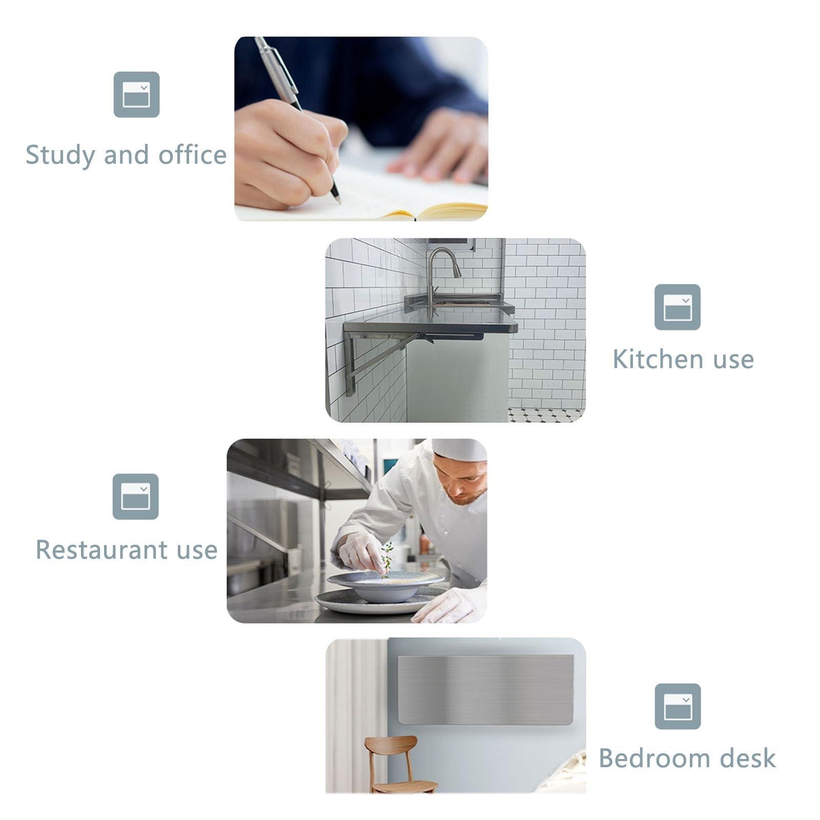 Pllrbvshs 304 stainless steel folding table, wall-mounted folding table, kitchen storage shelf, made of food-grade stainless steel material, suitable for living room, balcony, bathroom, or laundry room.(40*30cm